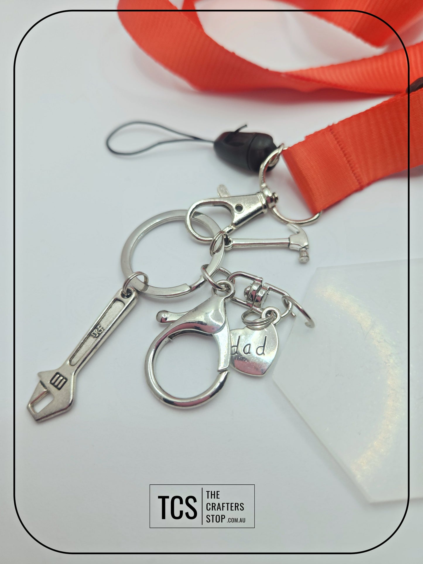 Metal Charm Tool Keyring with Lanyard and Acrylic Blank (Father's Day)