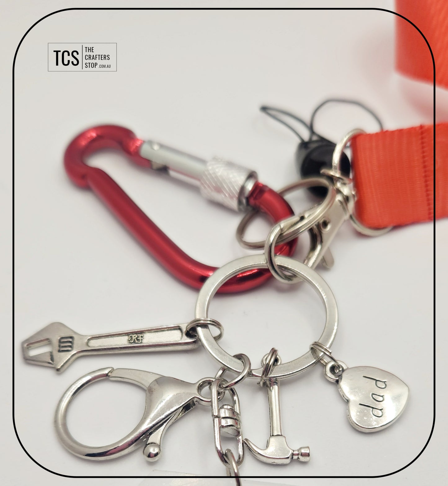 Metal Charm Tool Keyring with Lanyard and Acrylic Blank (Father's Day)