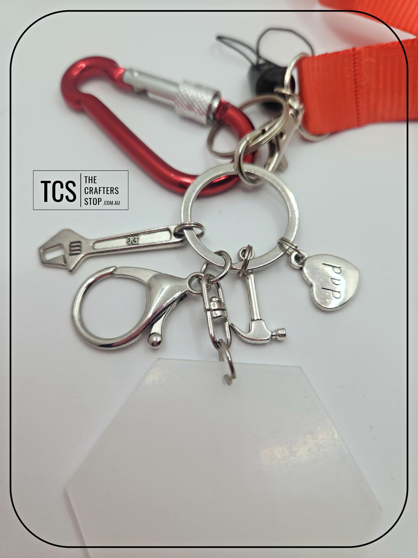 Metal Charm Tool Keyring with Lanyard and Acrylic Blank (Father's Day)