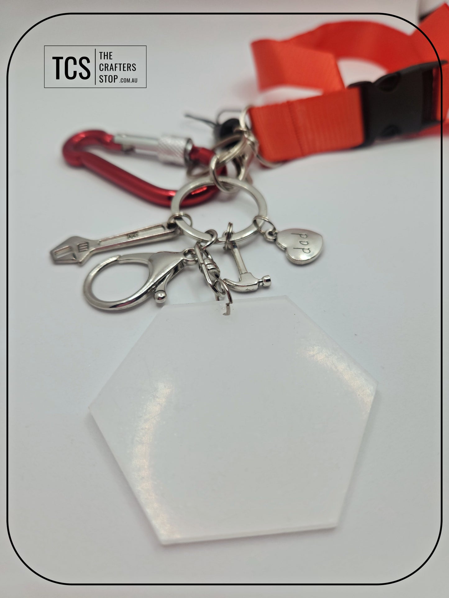 Metal Charm Tool Keyring with Lanyard and Acrylic Blank (Father's Day)