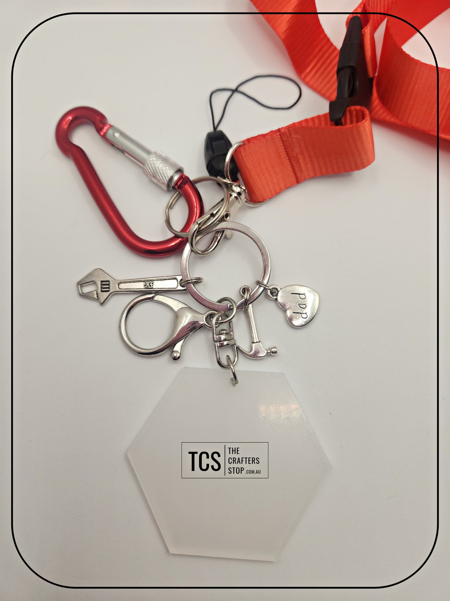 Metal Charm Tool Keyring with Lanyard and Acrylic Blank (Father's Day)