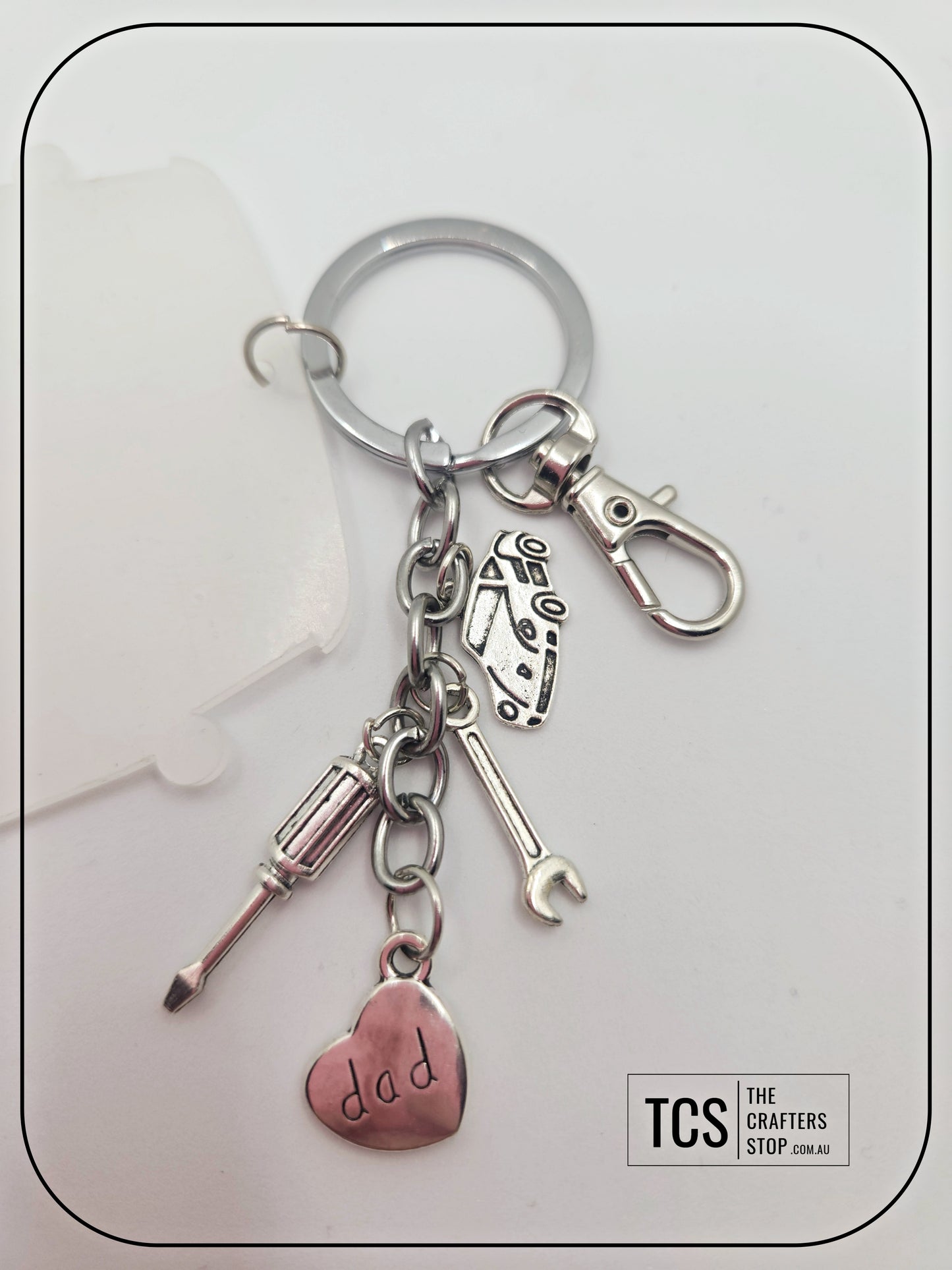 Metal Charm Volkswagen Van Keyring with Acrylic Blank (Father's Day)
