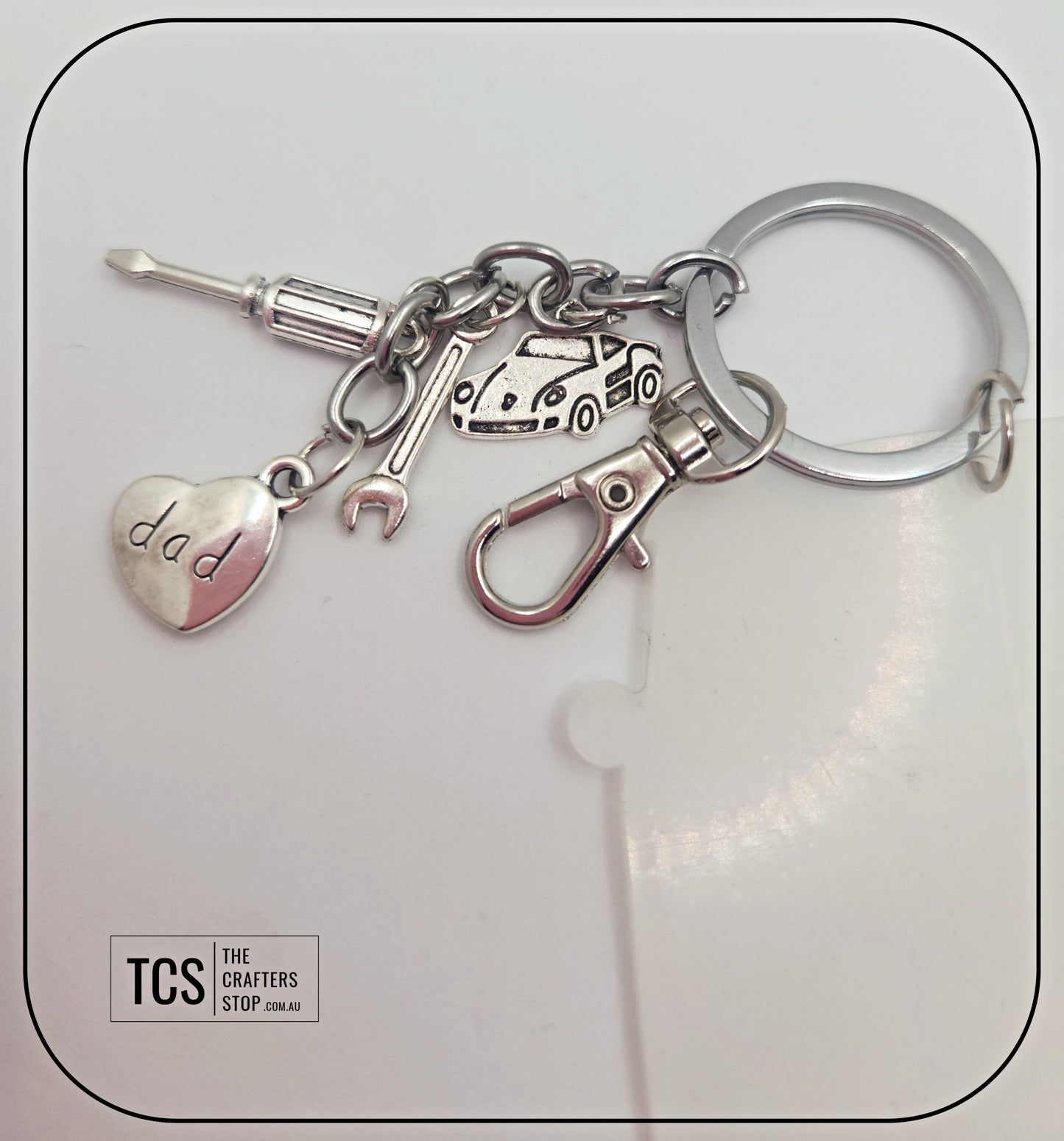 Metal Charm Volkswagen Van Keyring with Acrylic Blank (Father's Day)