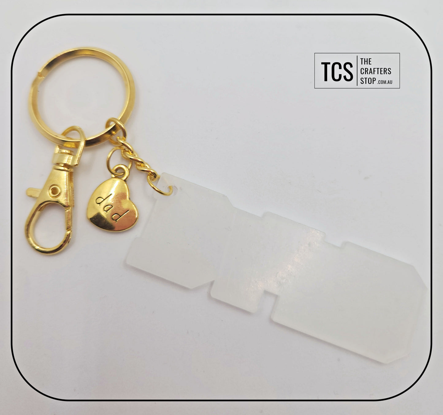 Gold Metal Charm Keyring with Acrylic DAD Blank (Father's Day)