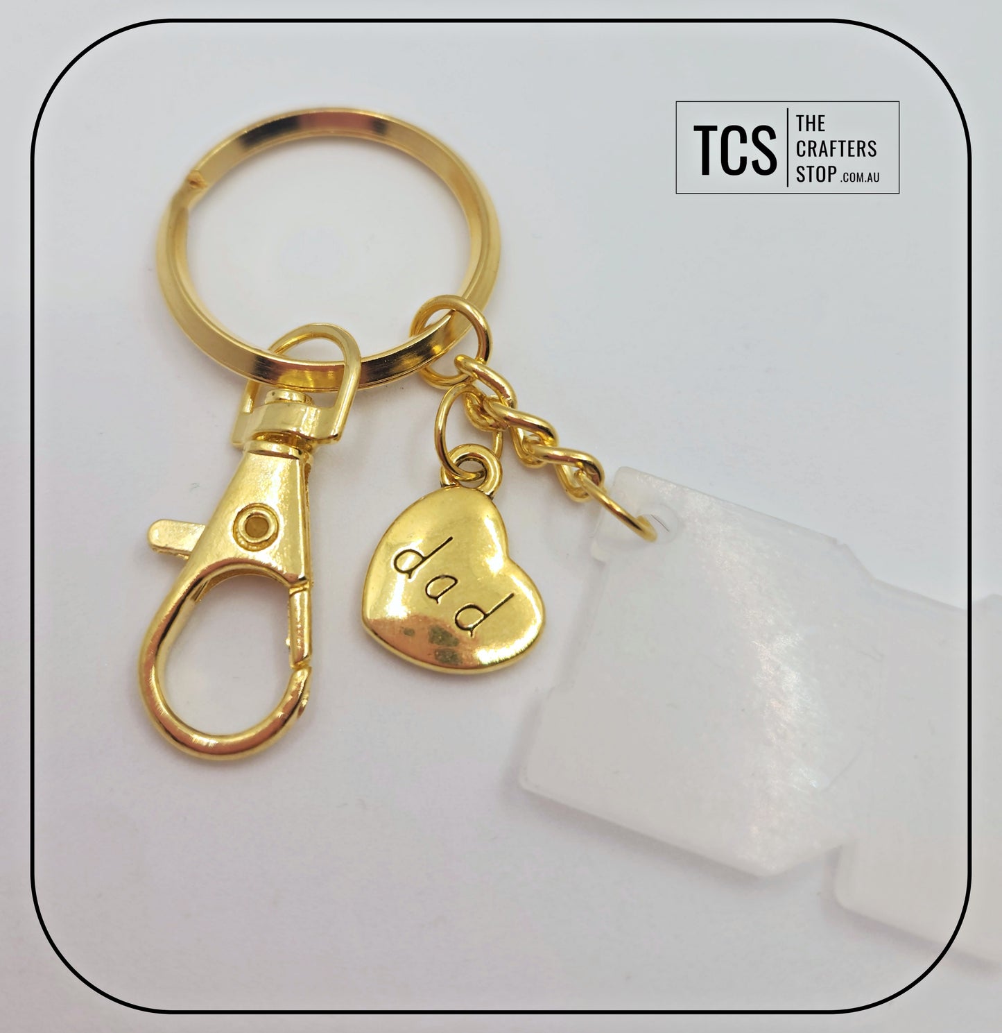 Gold Metal Charm Keyring with Acrylic DAD Blank (Father's Day)