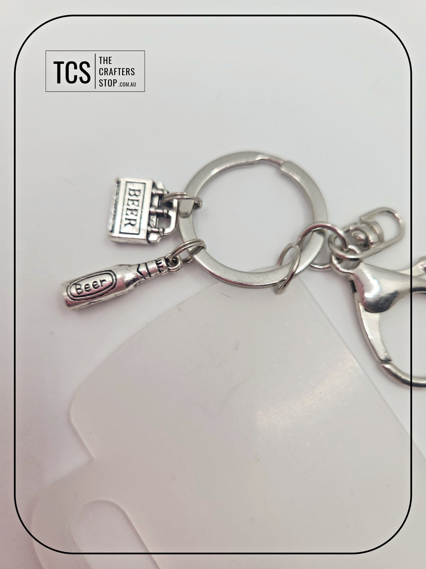 Metal Charm Beer Keyring with Acrylic Blank (Father's Day)