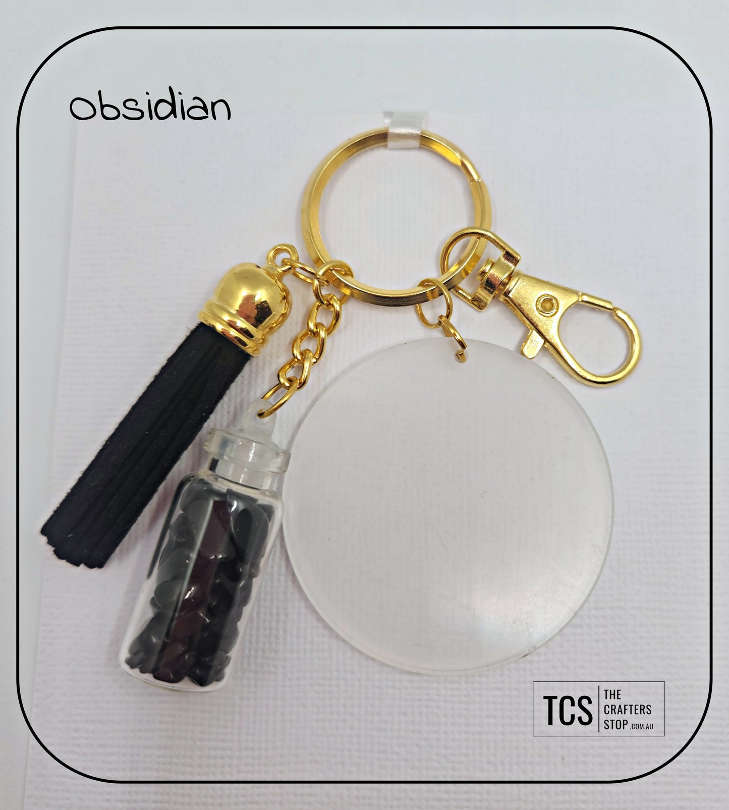 Premium Crystal Chip Keyring with Acrylic Blank