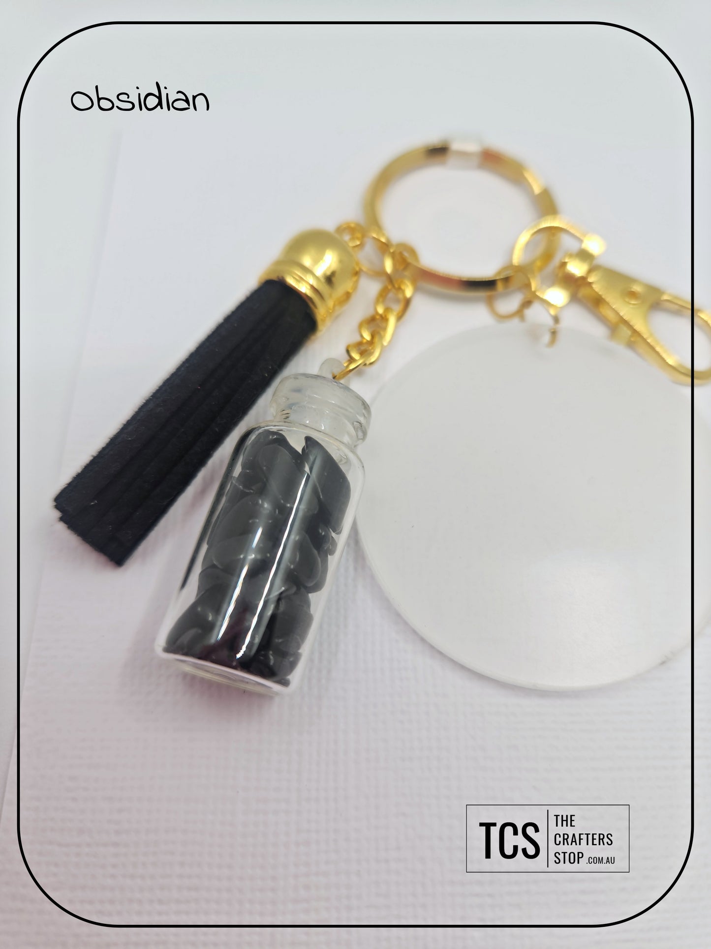 Premium Crystal Chip Keyring with Acrylic Blank