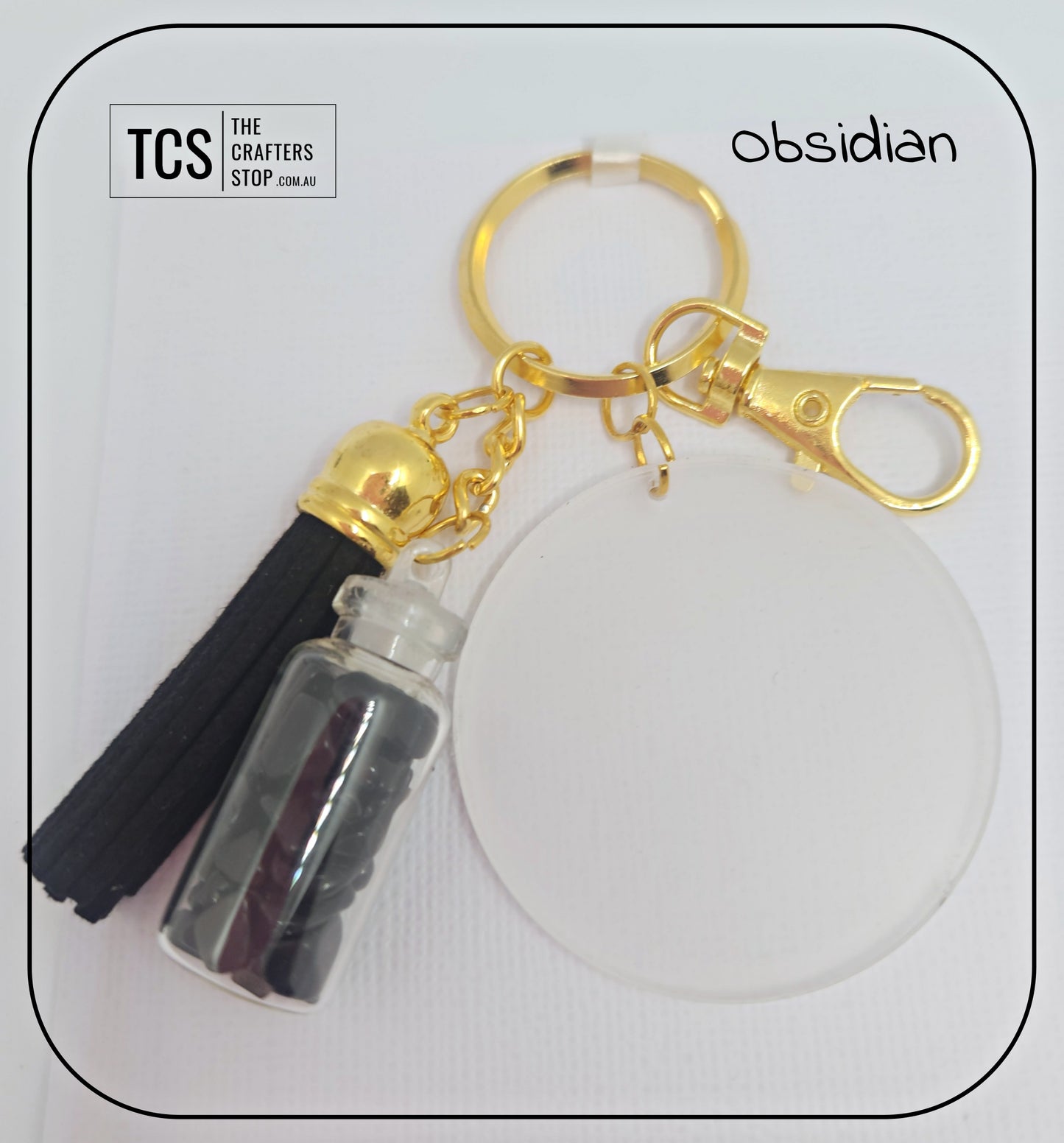 Premium Crystal Chip Keyring with Acrylic Blank