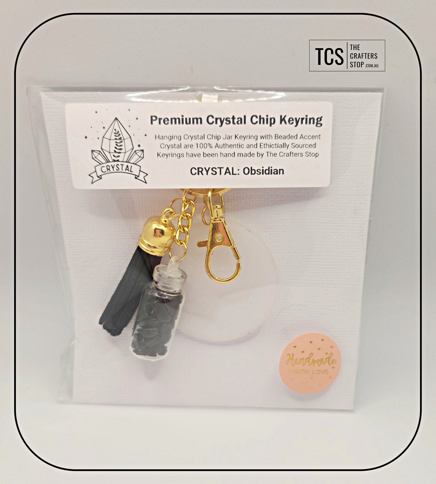 Premium Crystal Chip Keyring with Acrylic Blank