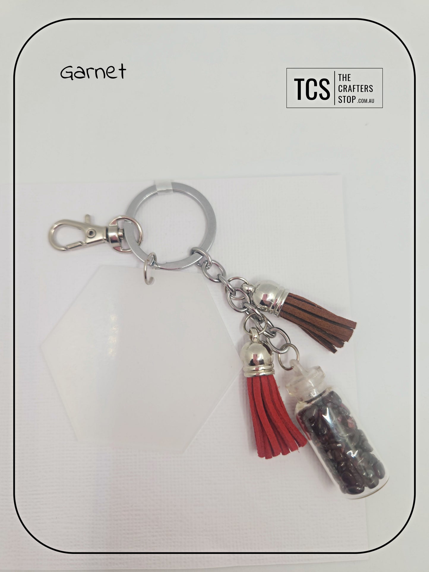Premium Crystal Chip Keyring with Acrylic Blank