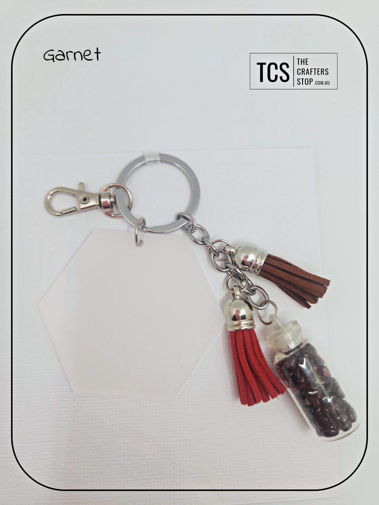 Premium Crystal Chip Keyring with Acrylic Blank