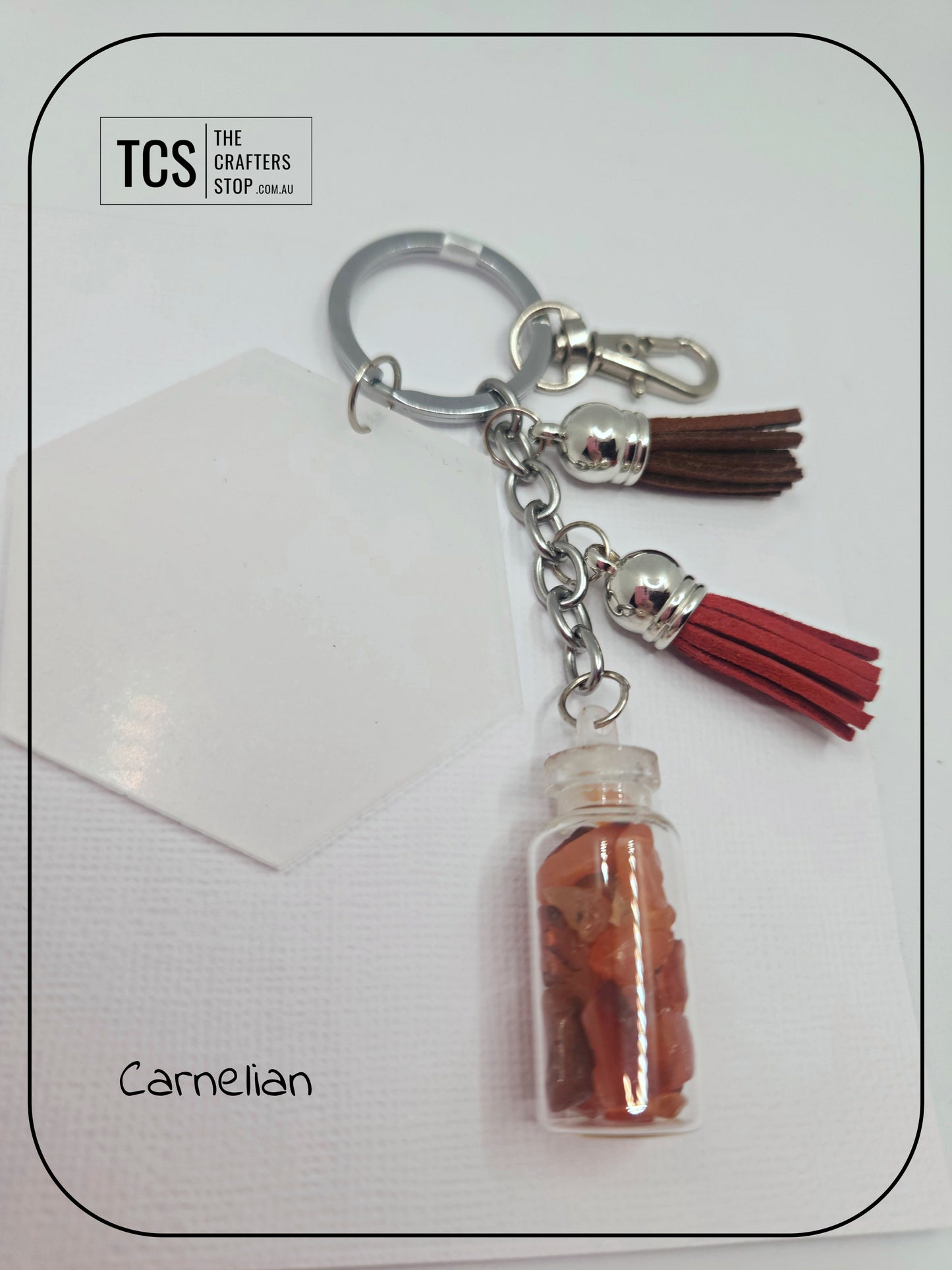 Premium Crystal Chip Keyring with Acrylic Blank