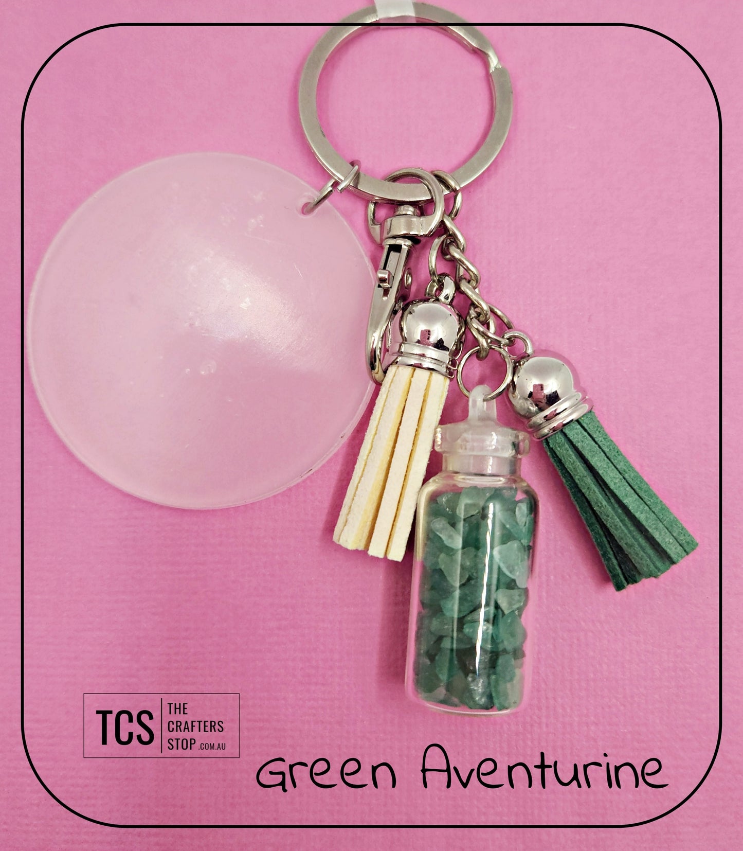 Premium Crystal Chip Keyring with Acrylic Blank