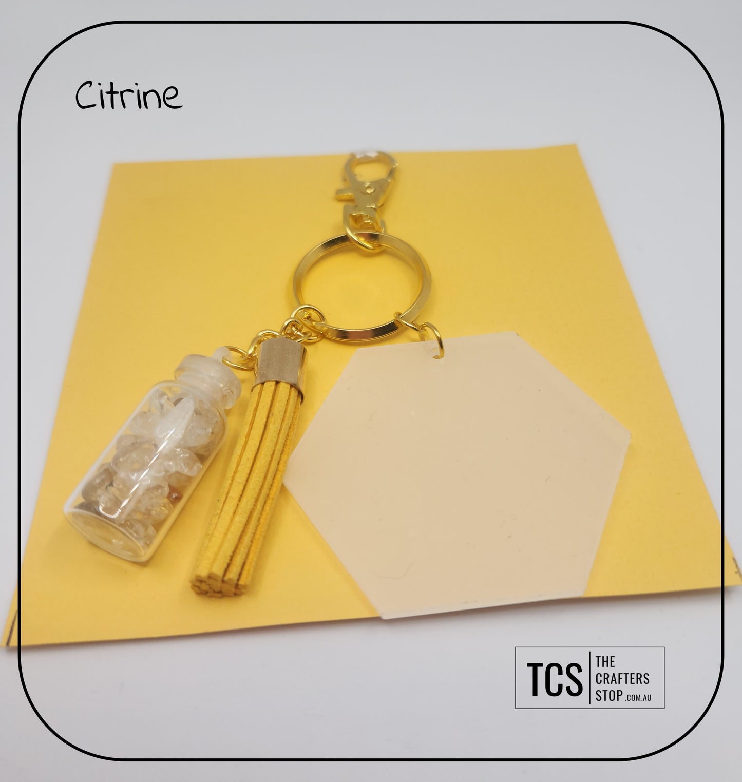 Premium Crystal Chip Keyring with Acrylic Blank