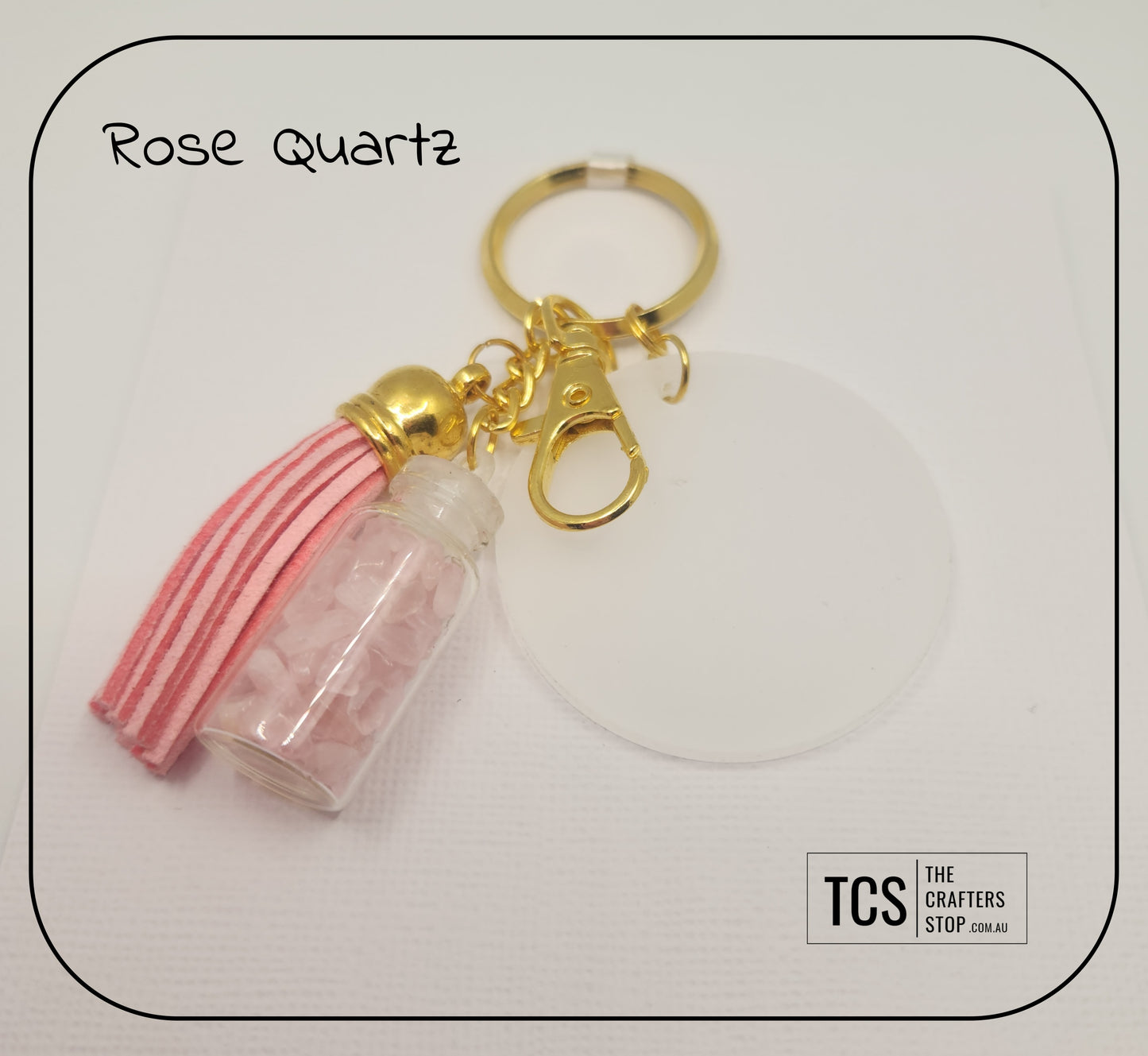 Premium Crystal Chip Keyring with Acrylic Blank
