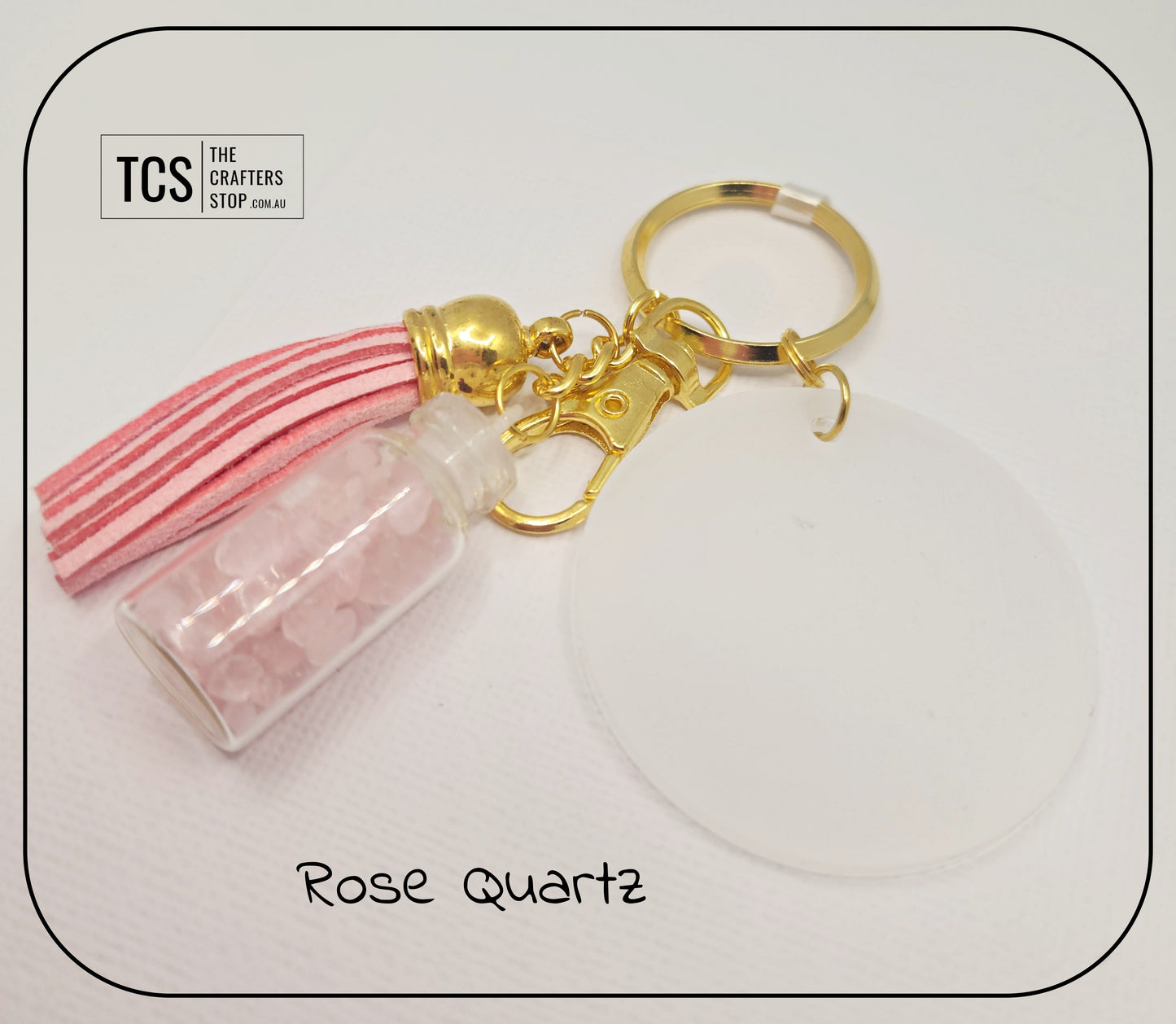 Premium Crystal Chip Keyring with Acrylic Blank
