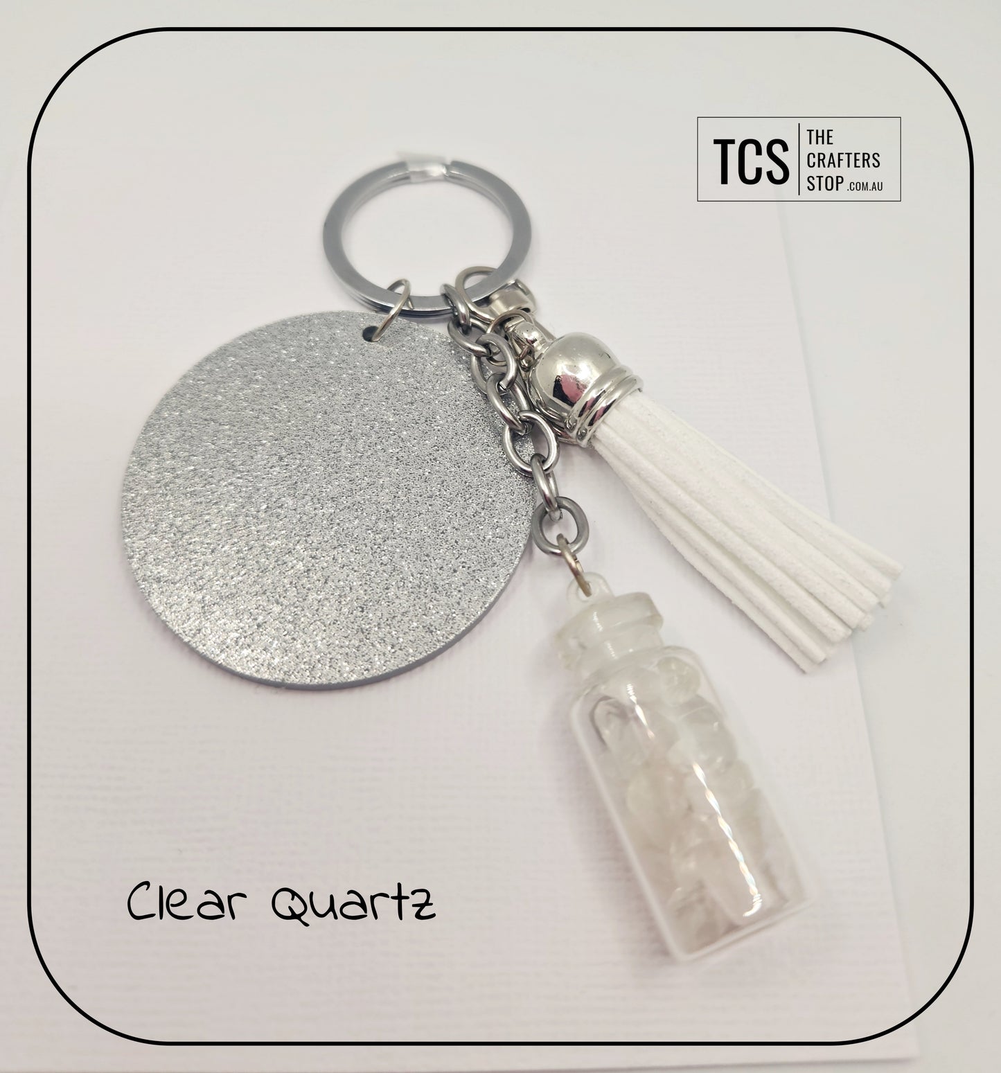 Premium Crystal Chip Keyring with Acrylic Blank