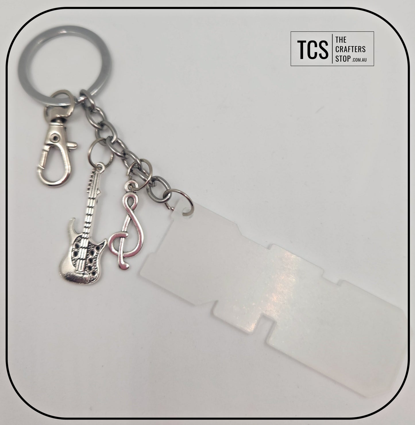 Metal Charm Guitar Keyring with Acrylic DAD Blank (Father's Day)