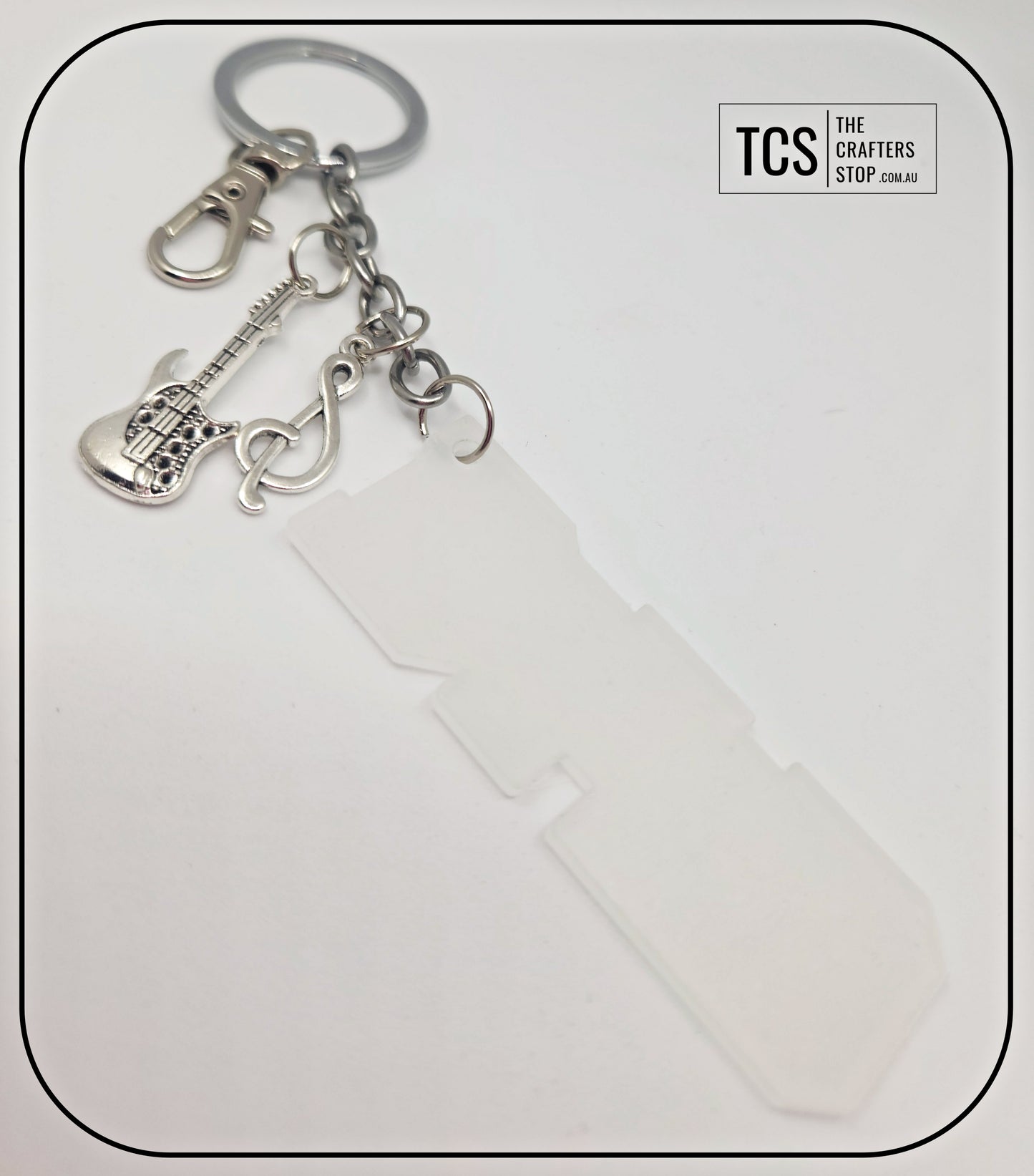 Metal Charm Guitar Keyring with Acrylic DAD Blank (Father's Day)