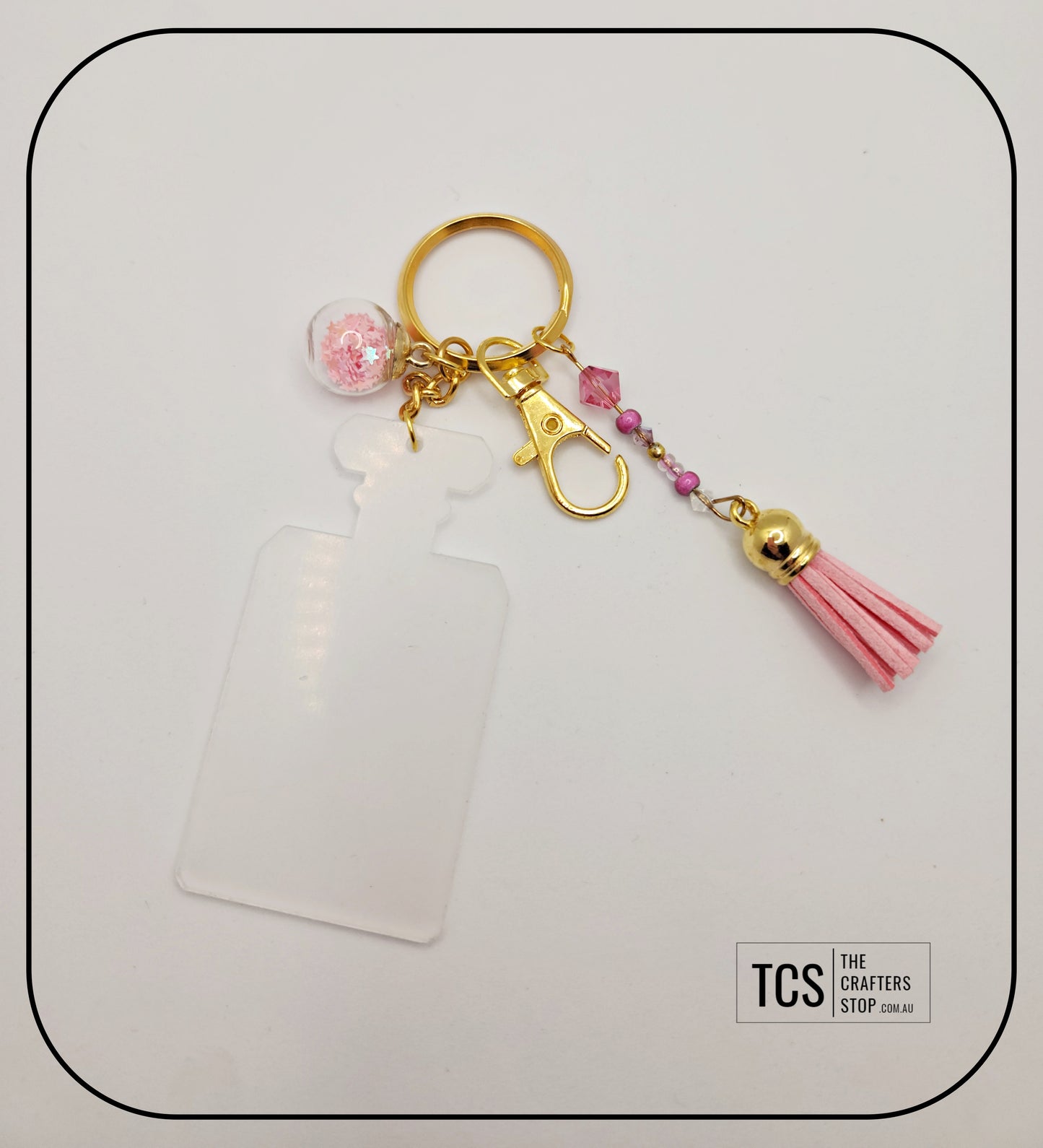 Ladies Keyring with Acrylic Blank and Beaded Accent