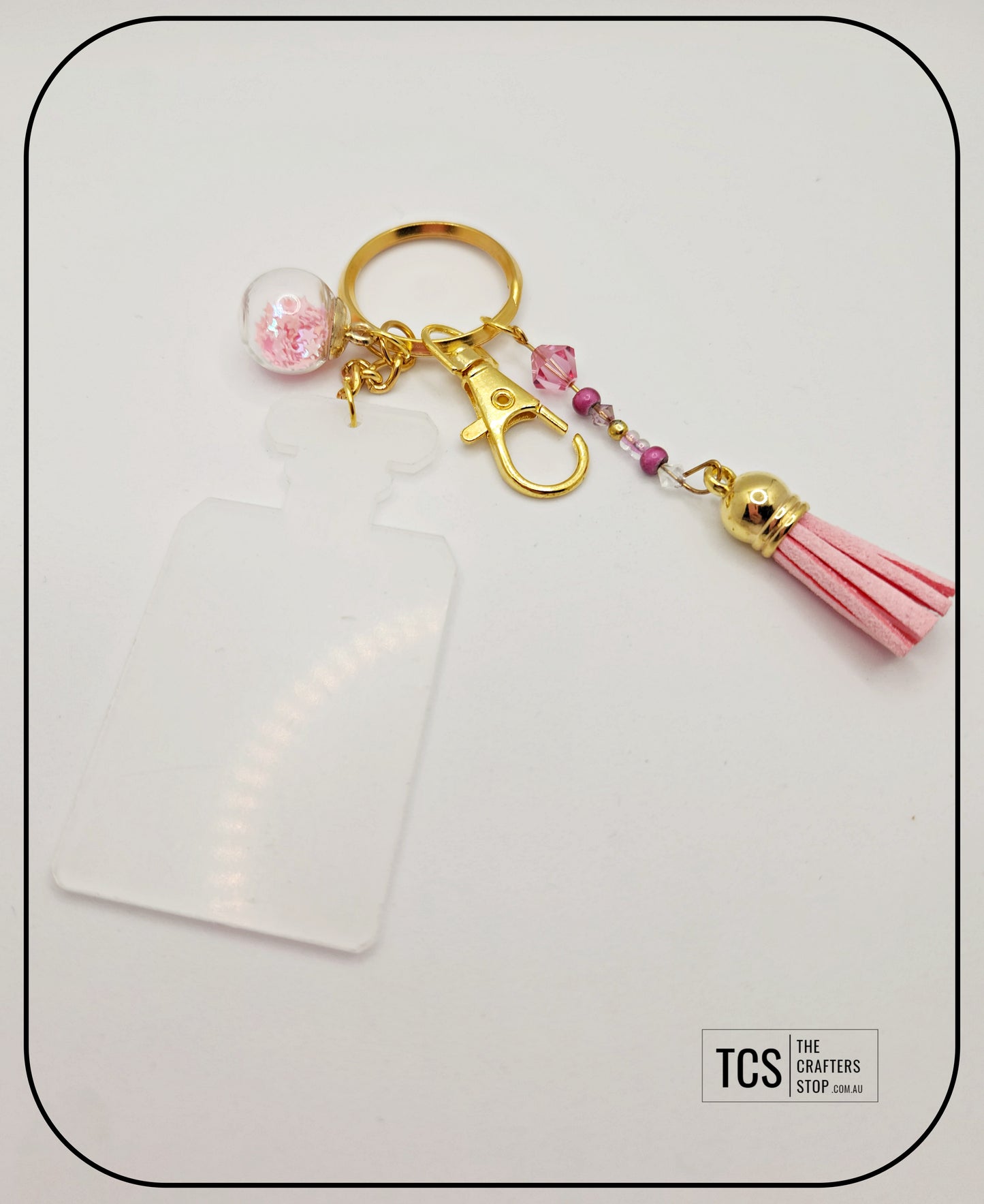 Ladies Keyring with Acrylic Blank and Beaded Accent