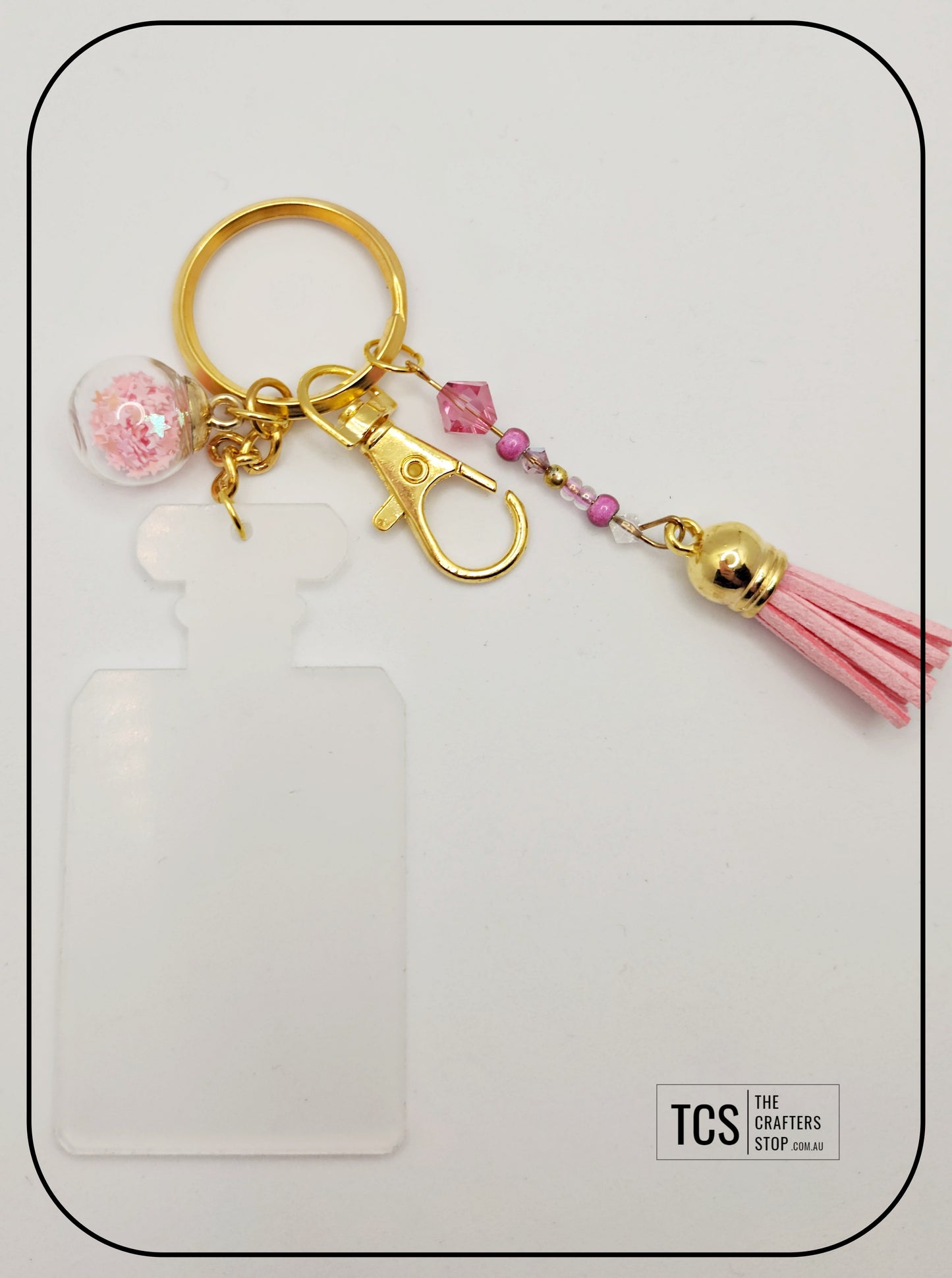 Ladies Keyring with Acrylic Blank and Beaded Accent