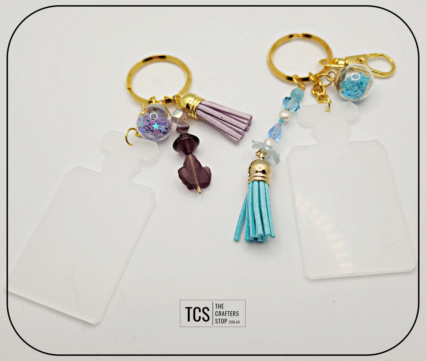 Ladies Keyring with Acrylic Blank and Beaded Accent