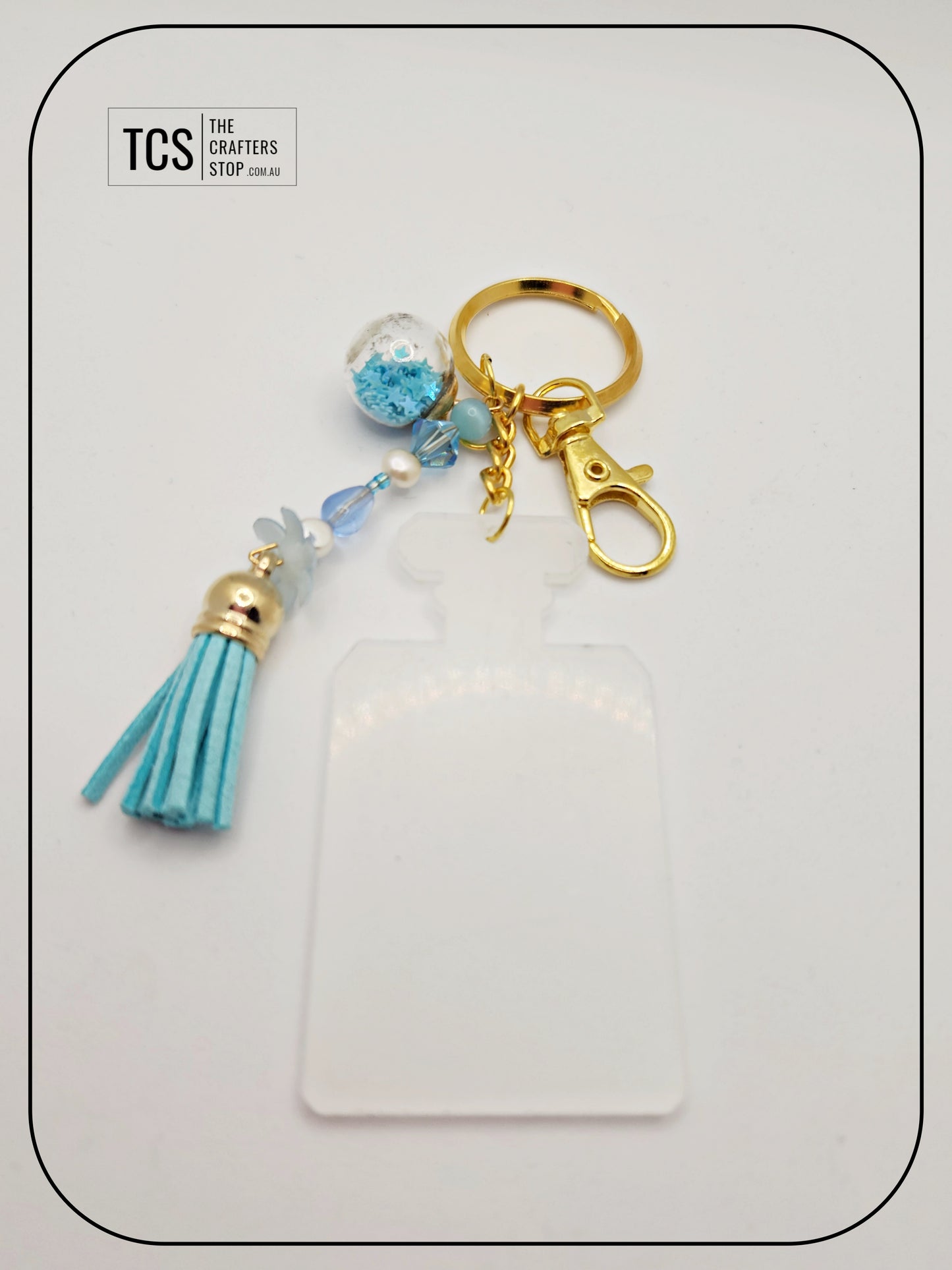 Ladies Keyring with Acrylic Blank and Beaded Accent