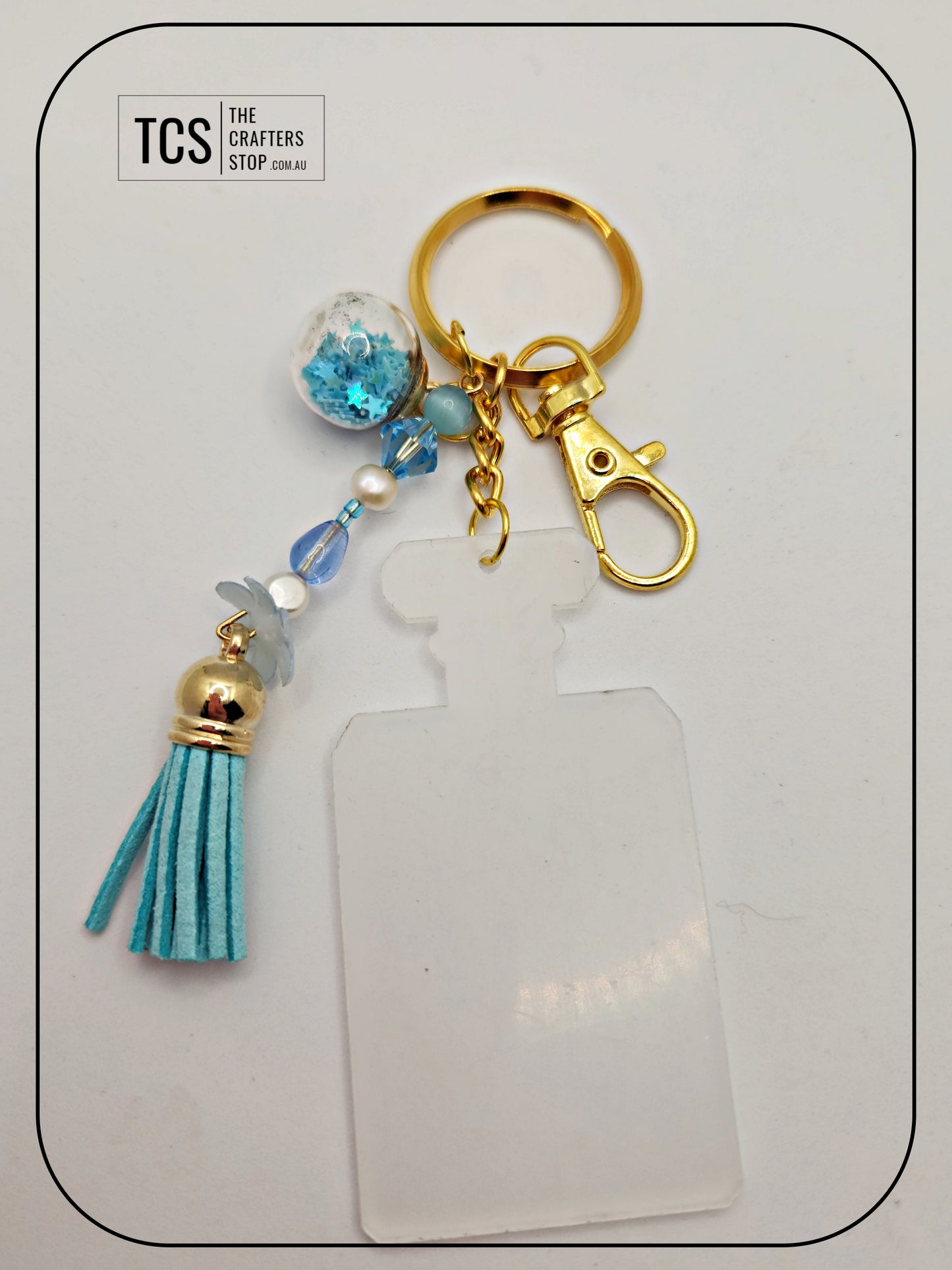 Ladies Keyring with Acrylic Blank and Beaded Accent
