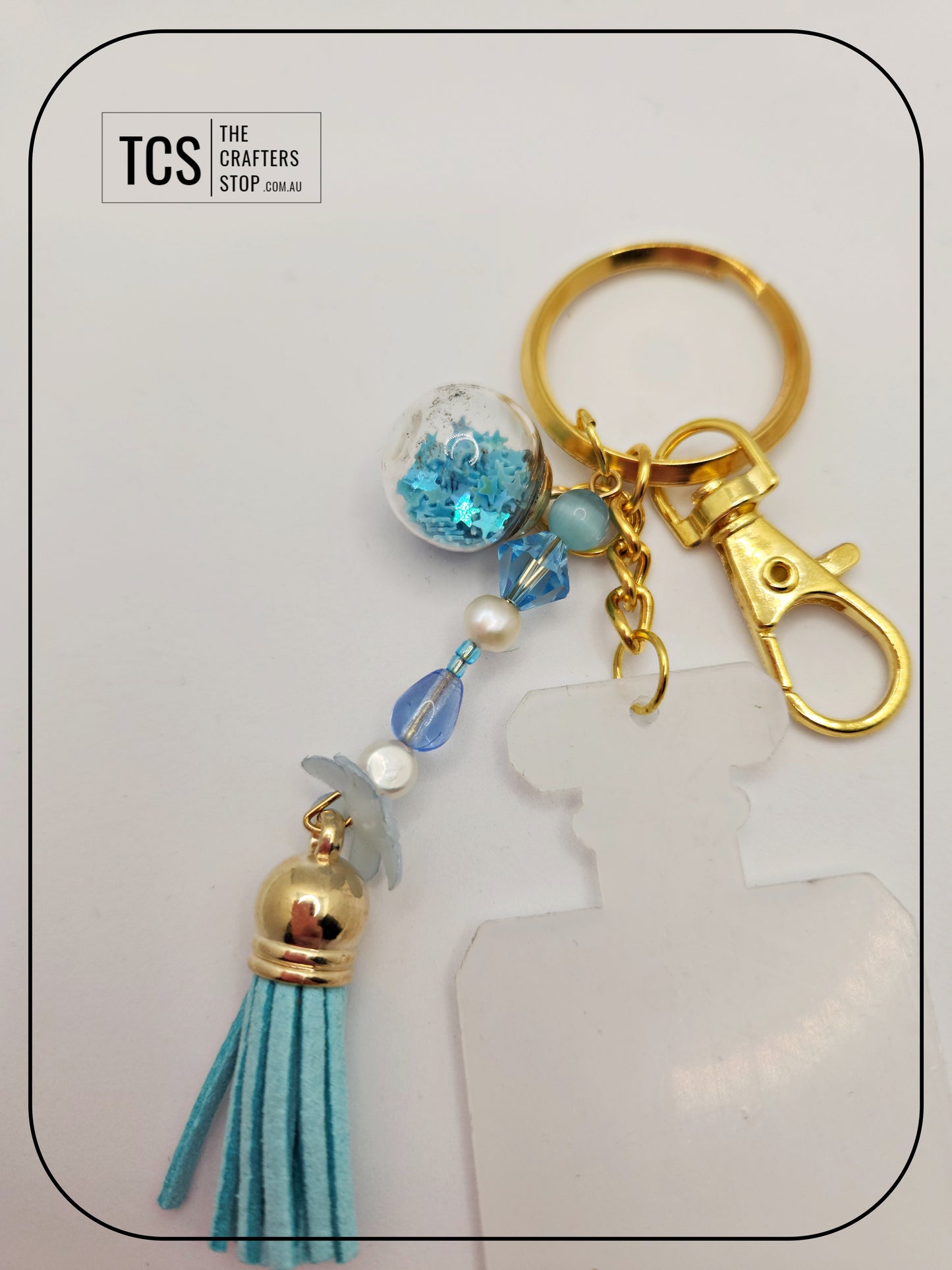 Ladies Keyring with Acrylic Blank and Beaded Accent