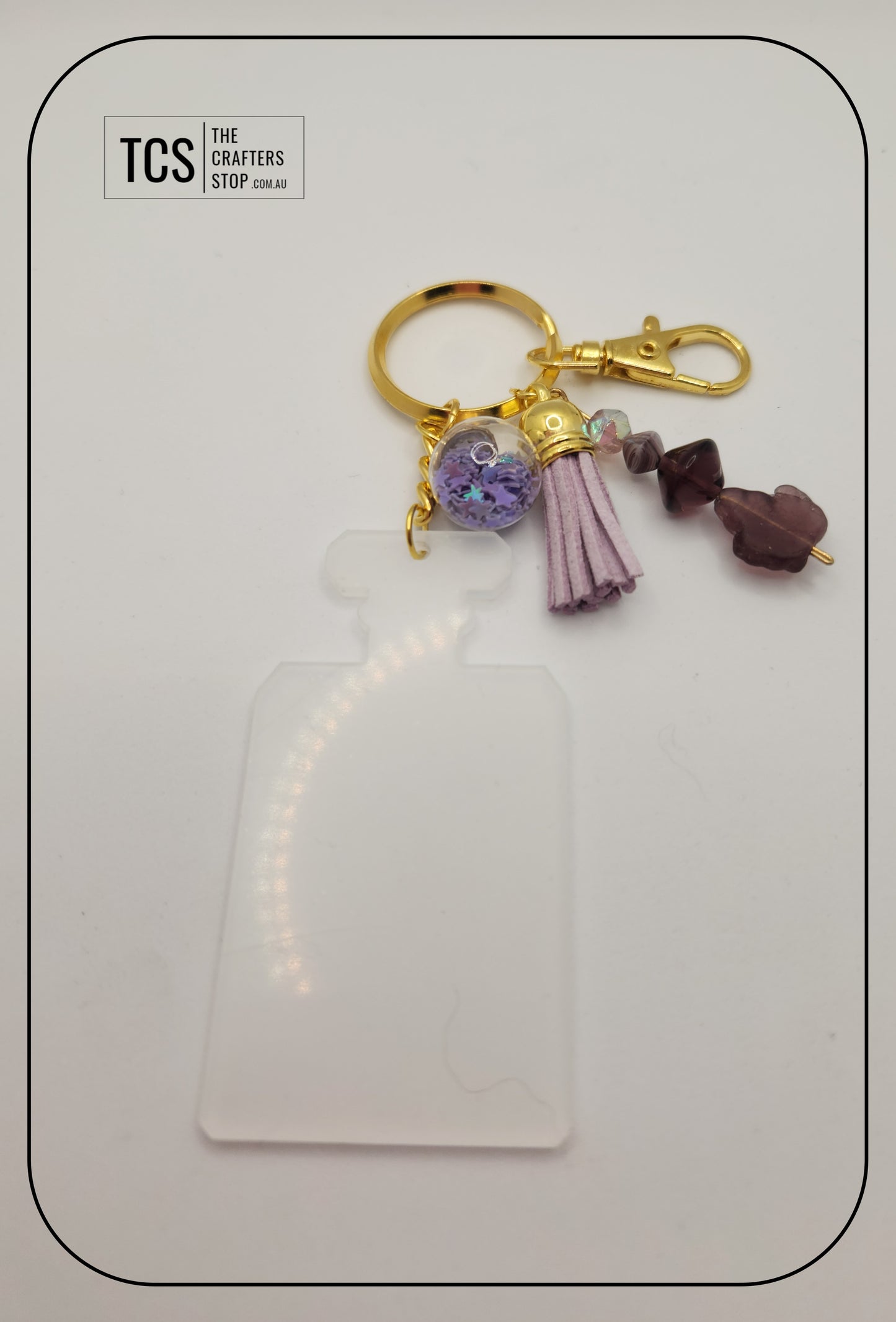 Ladies Keyring with Acrylic Blank and Beaded Accent