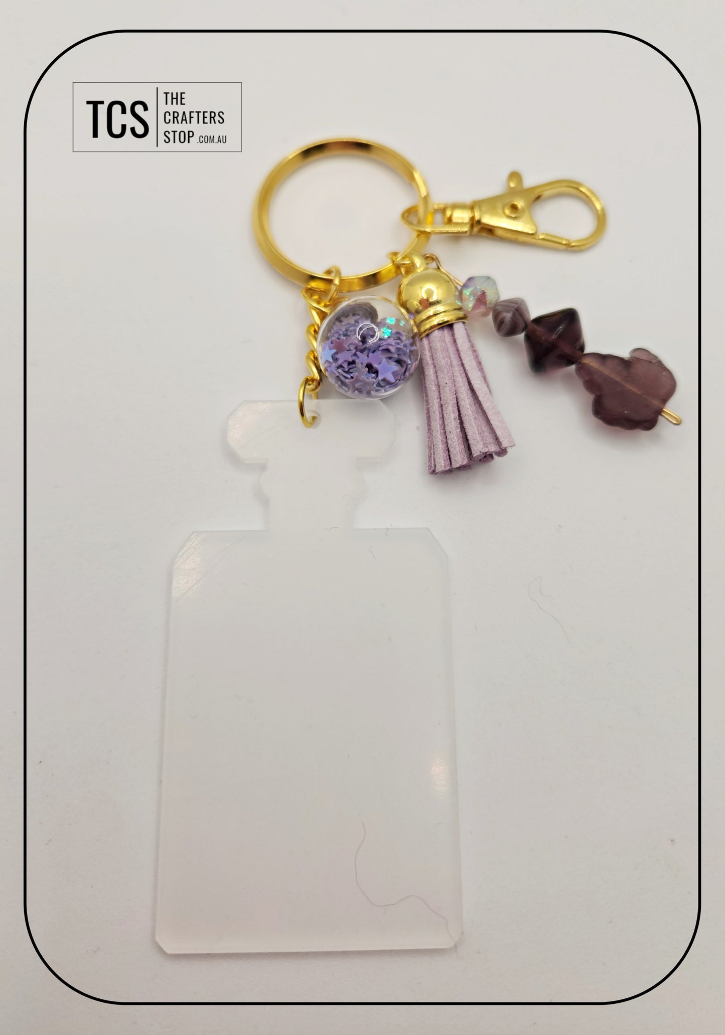 Ladies Keyring with Acrylic Blank and Beaded Accent