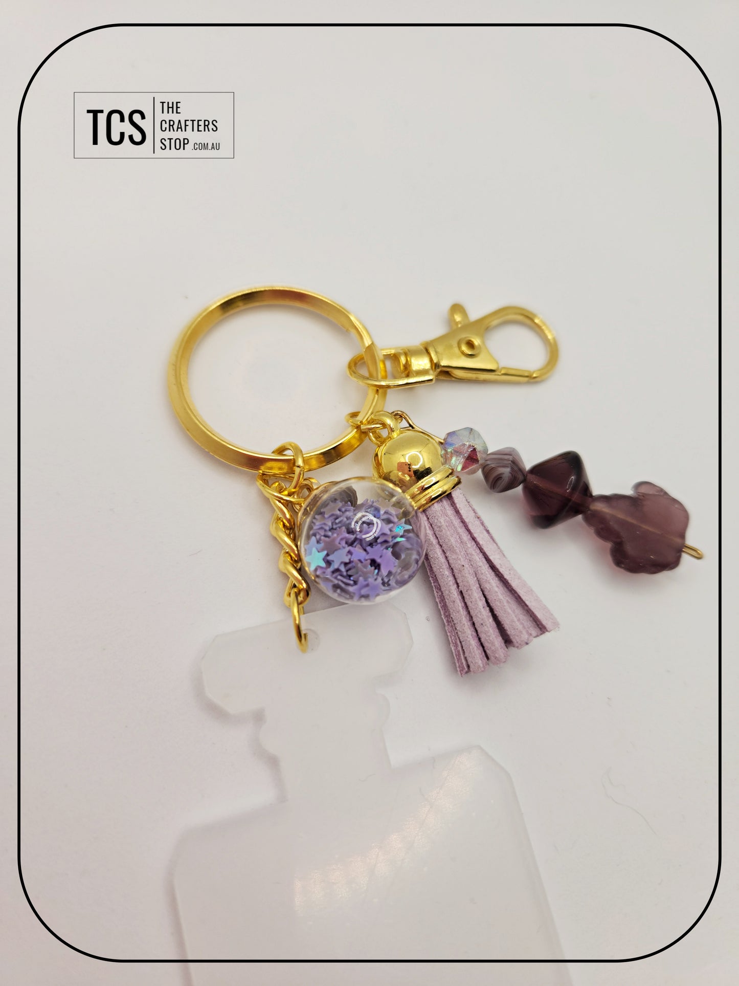Ladies Keyring with Acrylic Blank and Beaded Accent