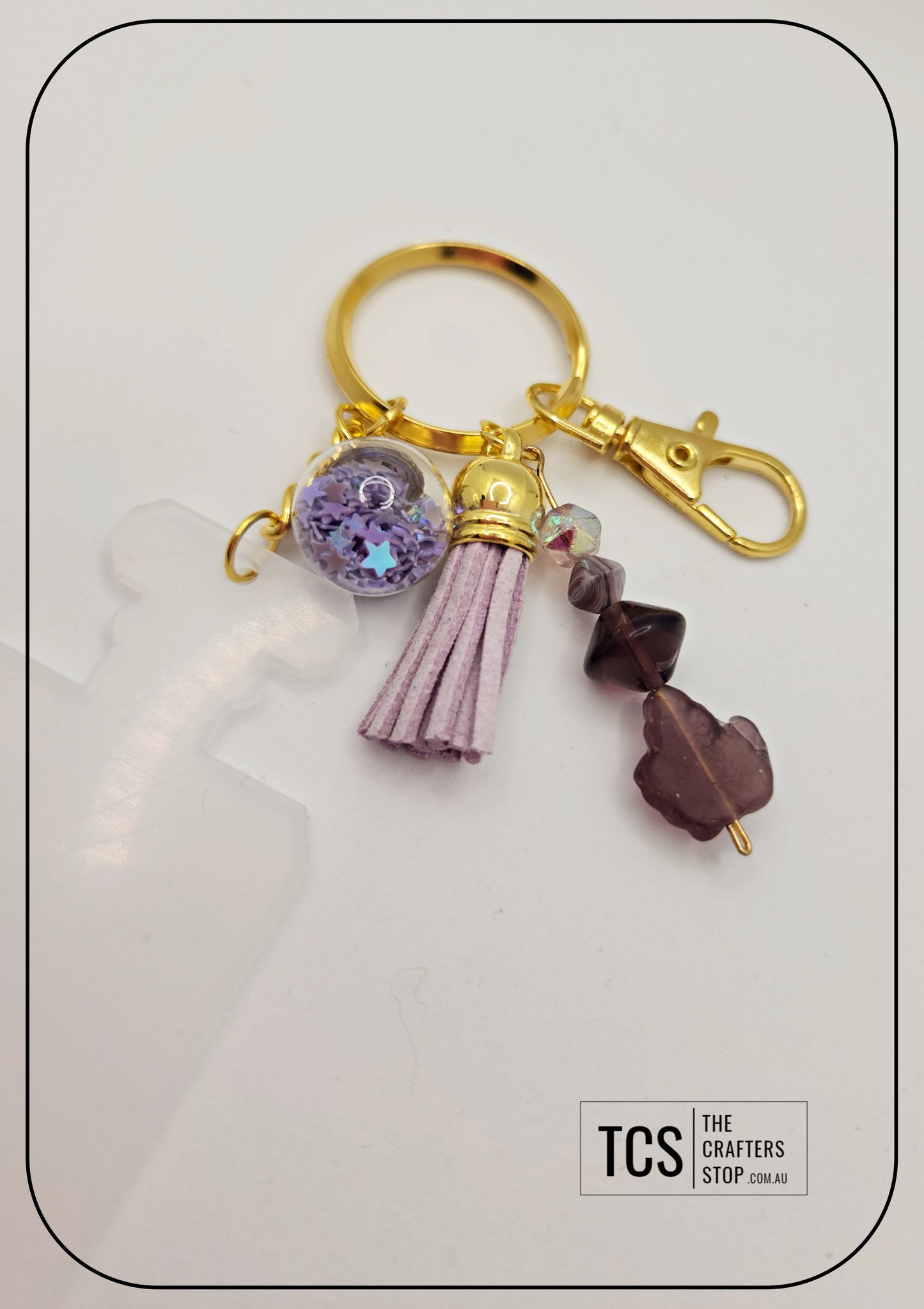 Ladies Keyring with Acrylic Blank and Beaded Accent