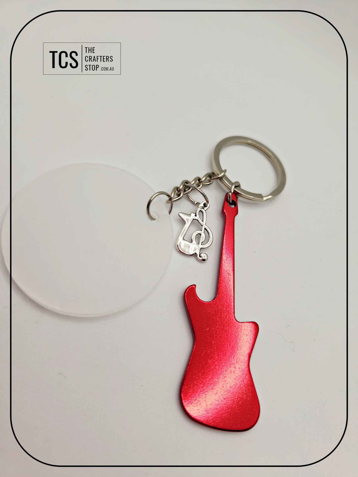 Guitar Metal Bottle Opener Keyring with Acrylic Blank (Father's Day)