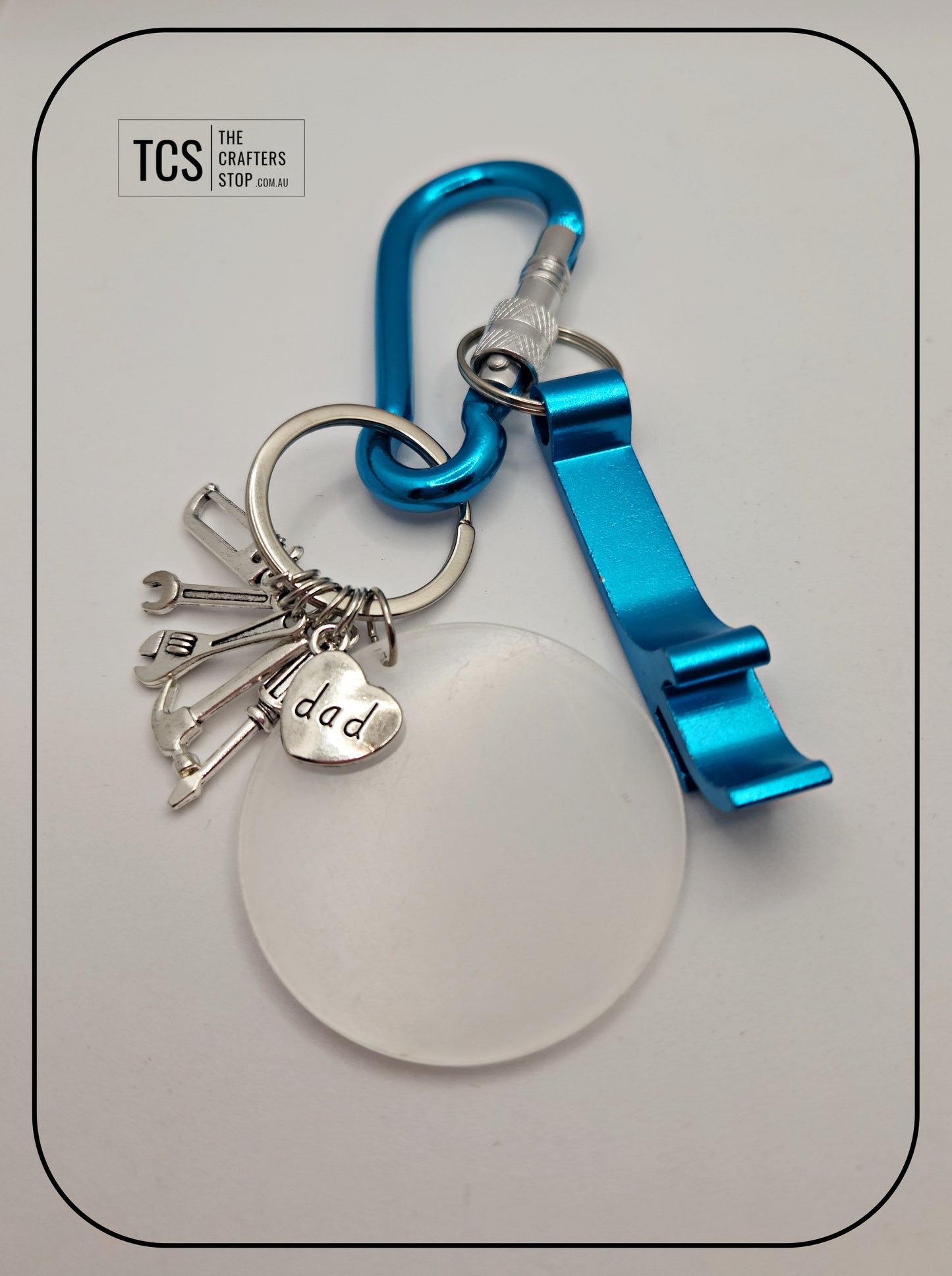 Tool Charm Keyring with Acrylic Blank and Carabiner (Father's Day)