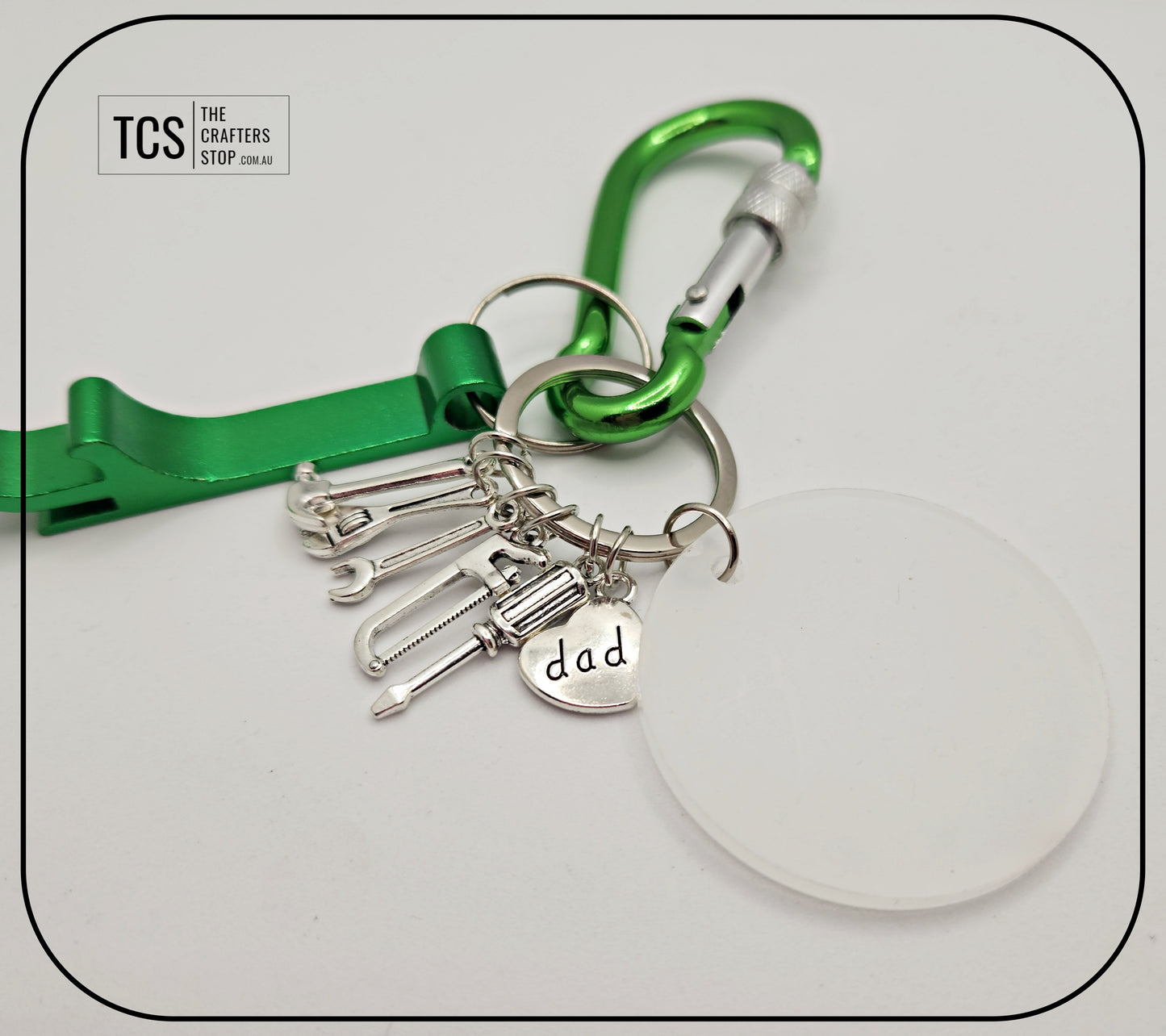 Tool Charm Keyring with Acrylic Blank and Carabiner (Father's Day)