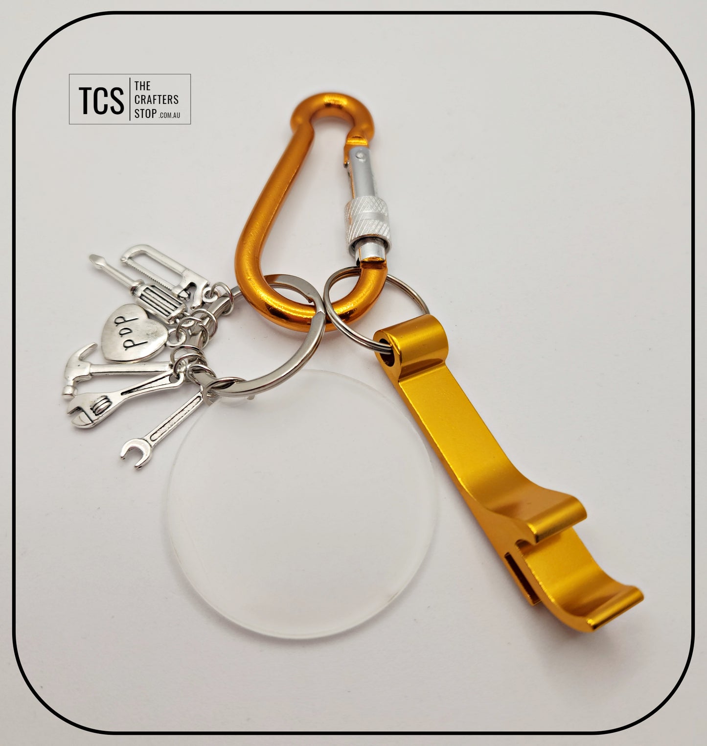 Tool Charm Keyring with Acrylic Blank and Carabiner (Father's Day)