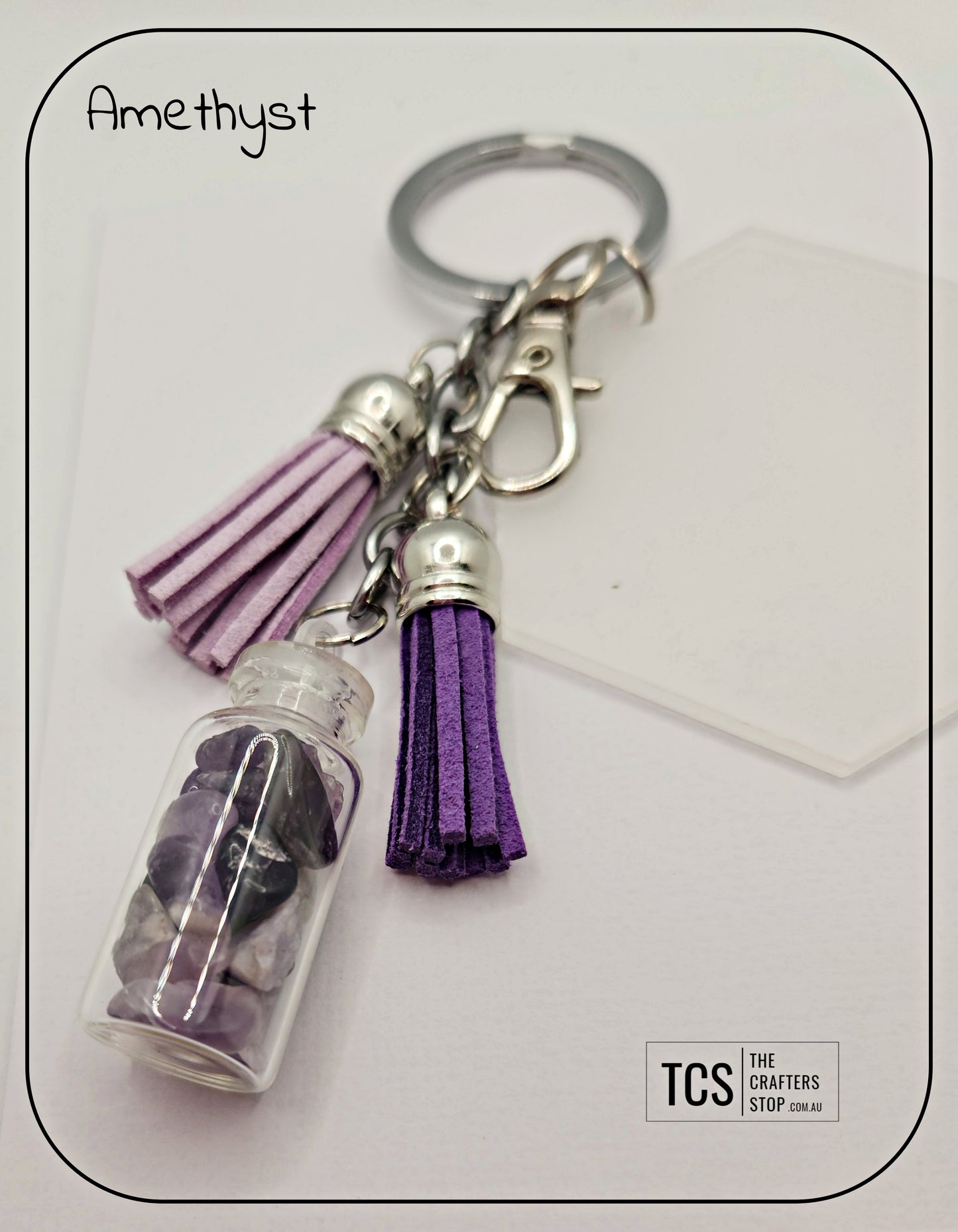 Premium Crystal Chip Keyring with Acrylic Blank