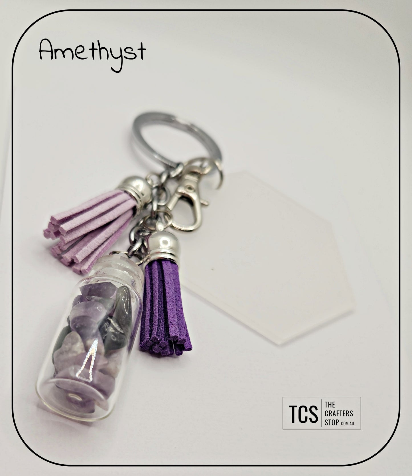 Premium Crystal Chip Keyring with Acrylic Blank
