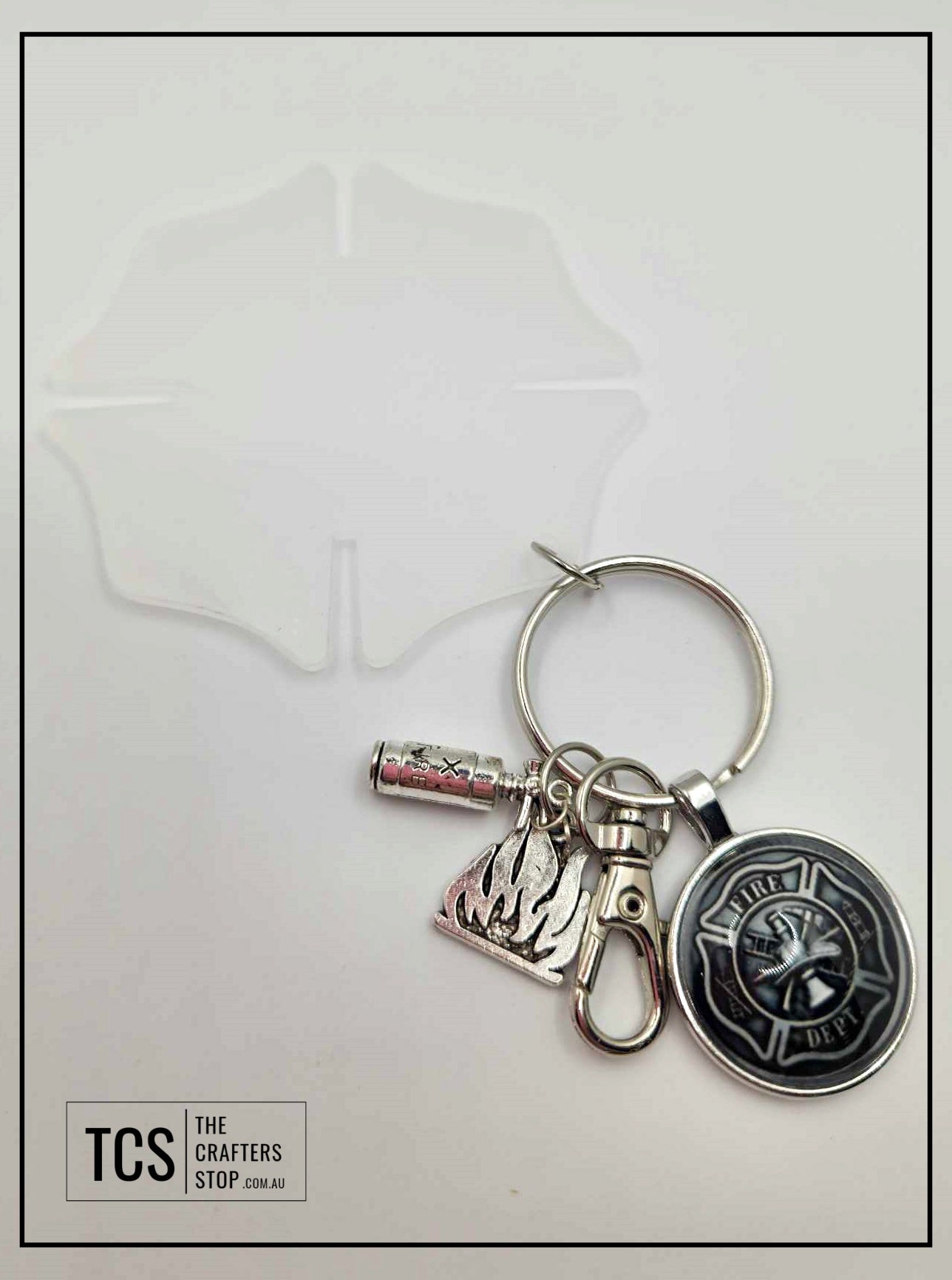 Fire Fighter Cross Acrylic/Metal Keyring