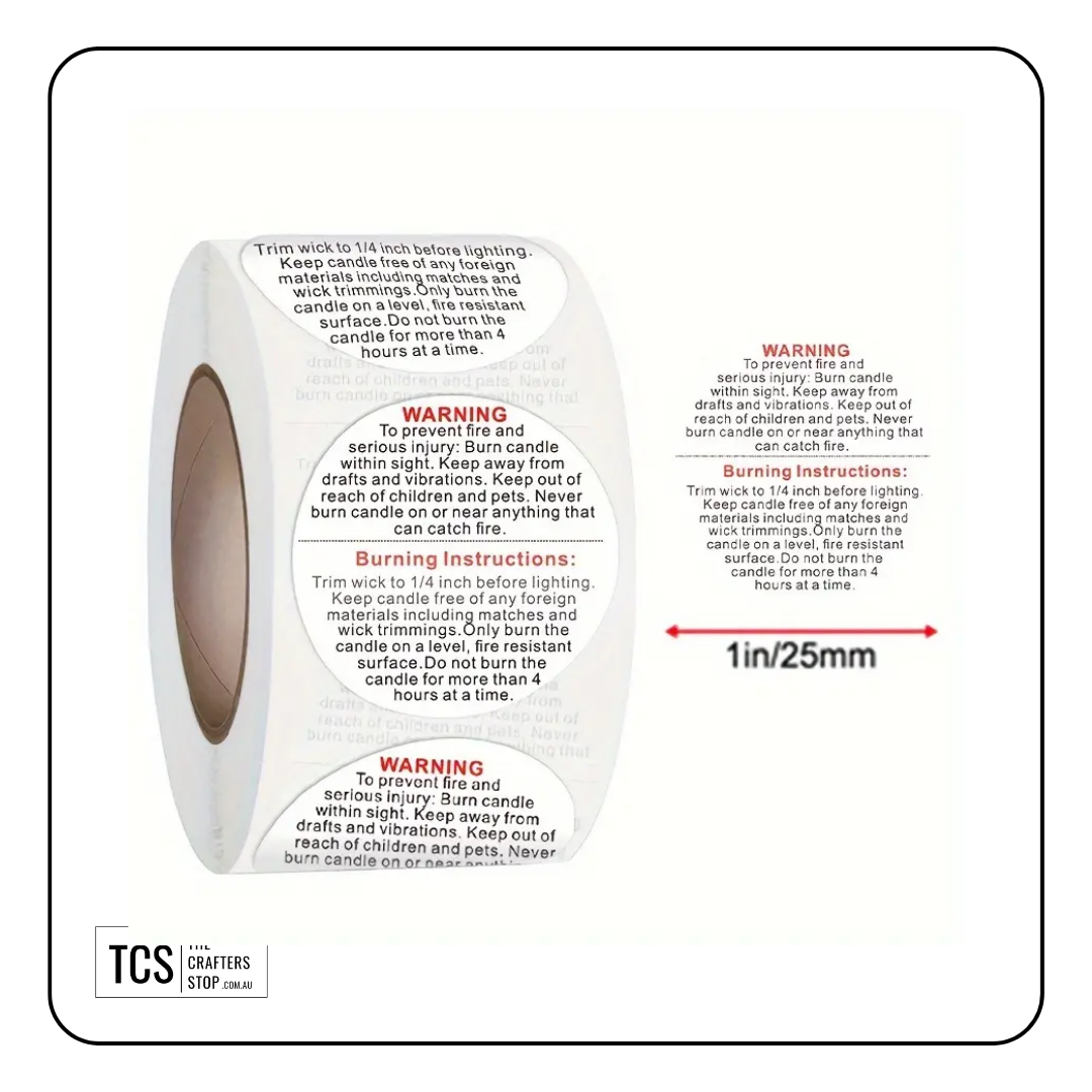 Candle Warning Business Sticker Roll (2.5cm)
