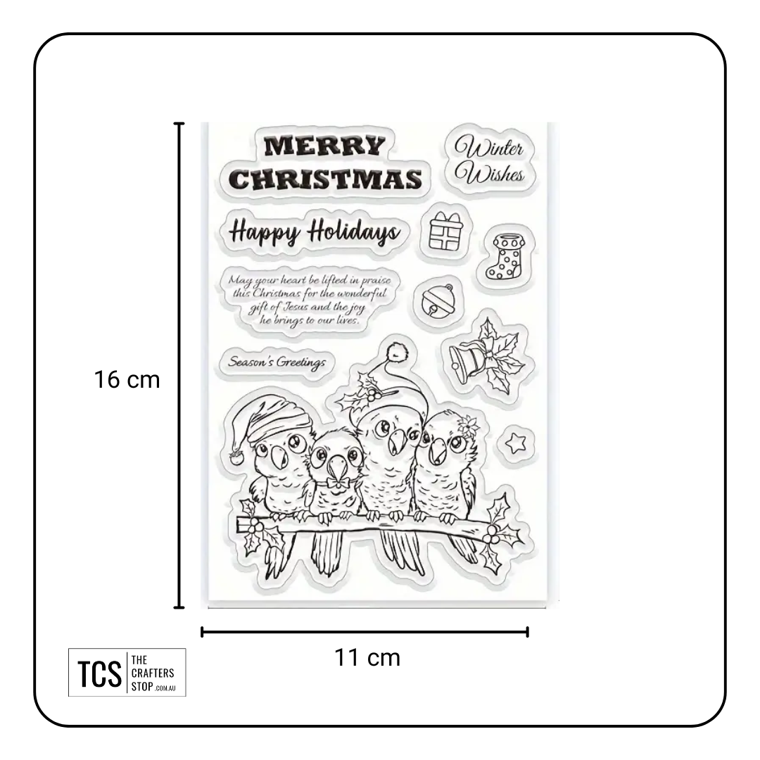 Merry Christmas Birds Stamp