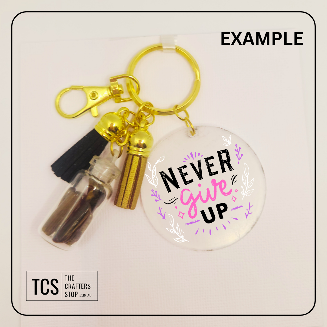 Premium Crystal Chip Keyring with Acrylic Blank