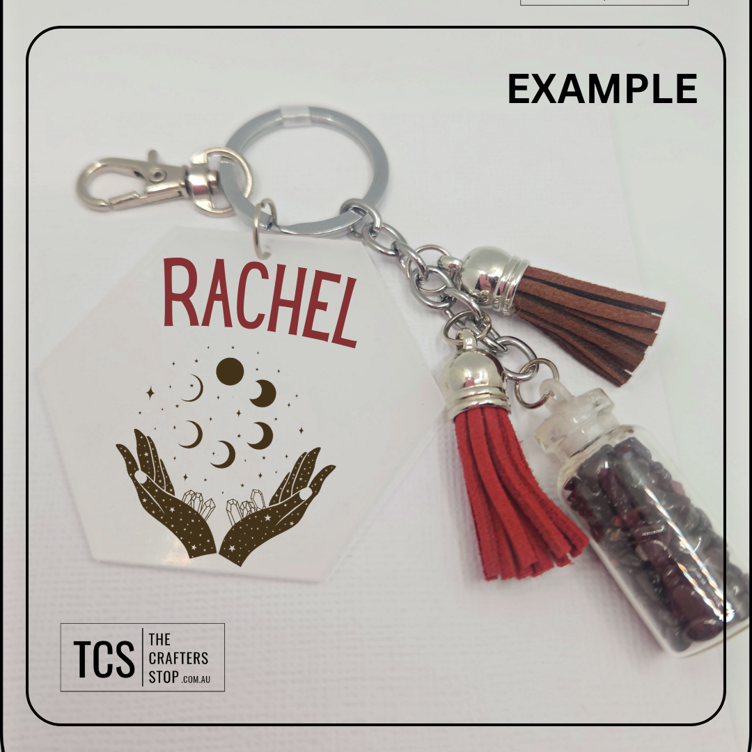 Premium Crystal Chip Keyring with Acrylic Blank