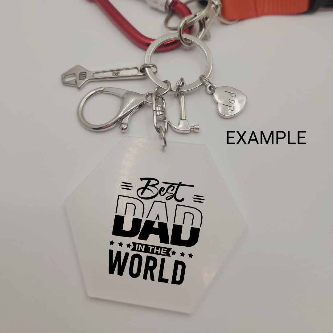 Metal Charm Tool Keyring with Lanyard and Acrylic Blank (Father's Day)