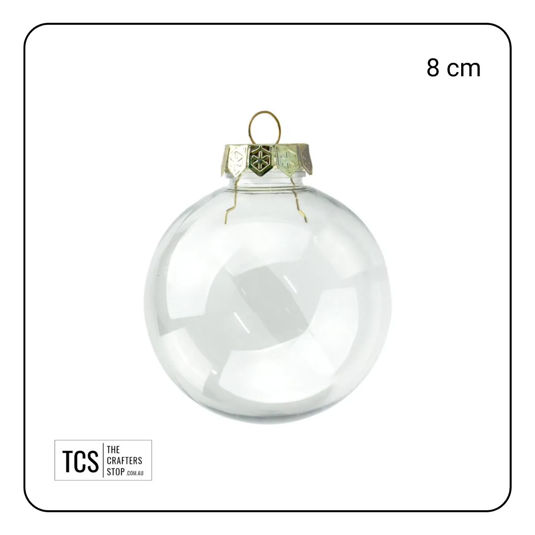 8cm Clear Christmas Baubles