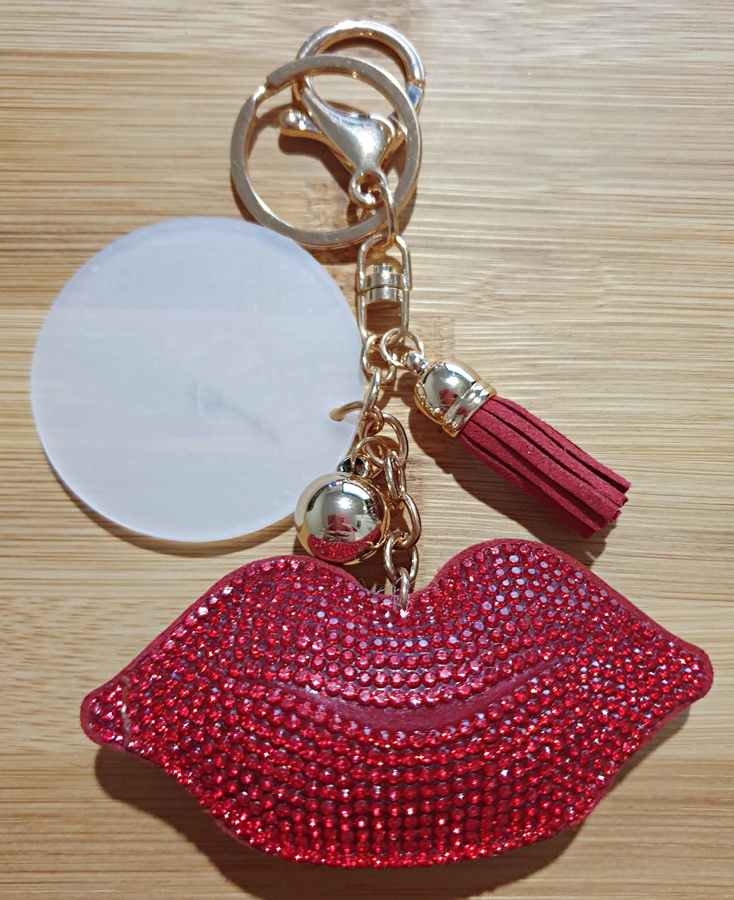 Fabric Heart Shaped Keyring with Acrylic Disc Blank