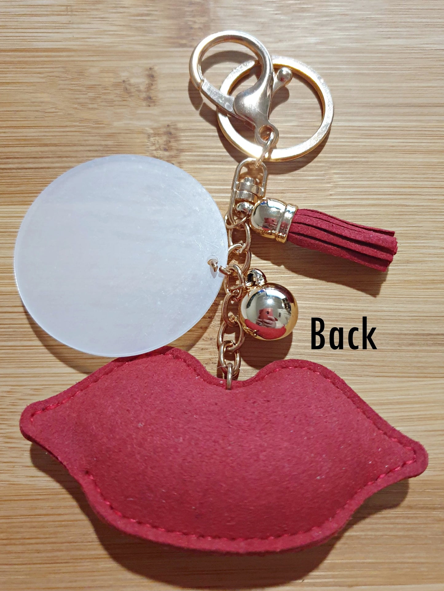 Fabric Heart Shaped Keyring with Acrylic Disc Blank